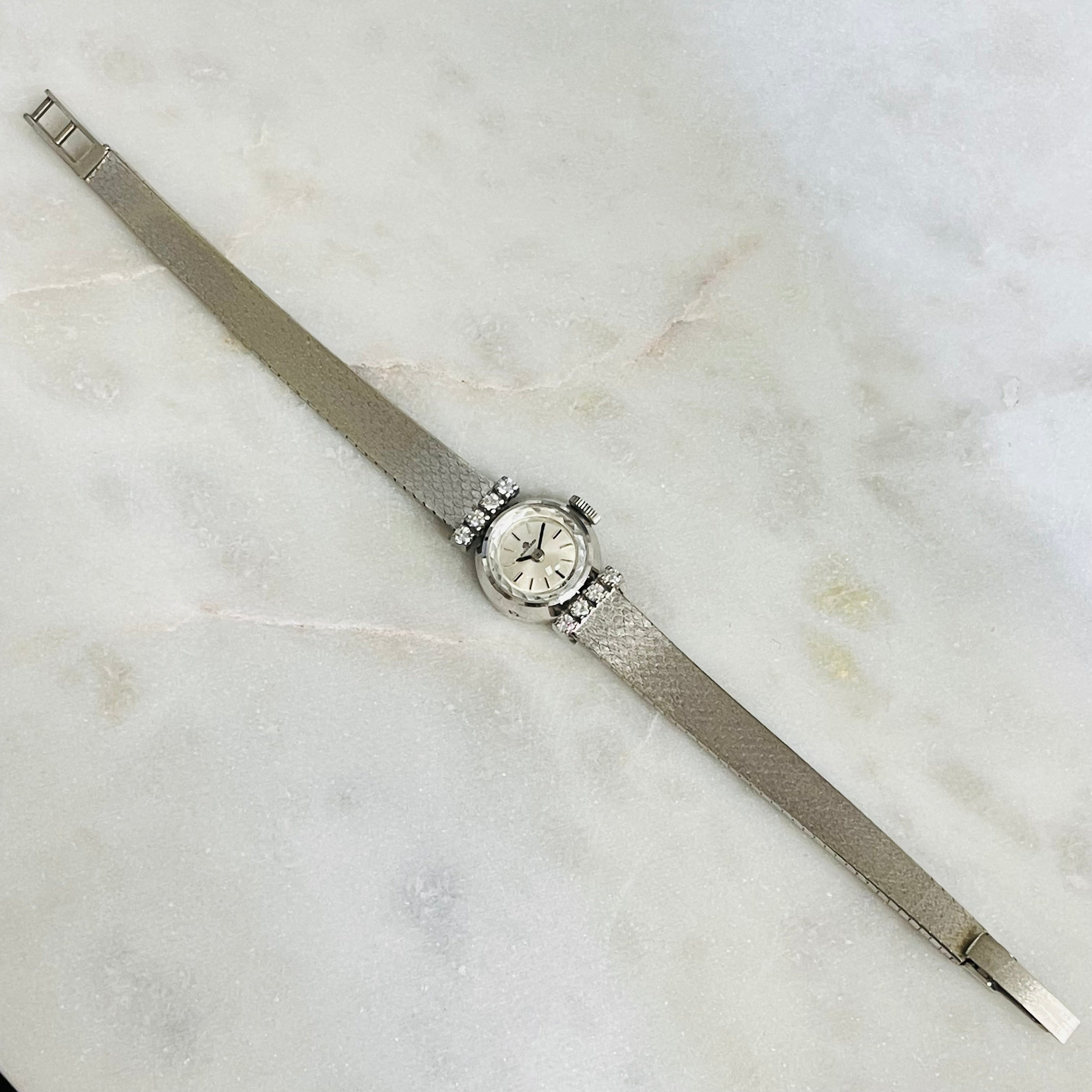 Bucherer Diamond 18K White Gold Vintage Ladies Wristwatch