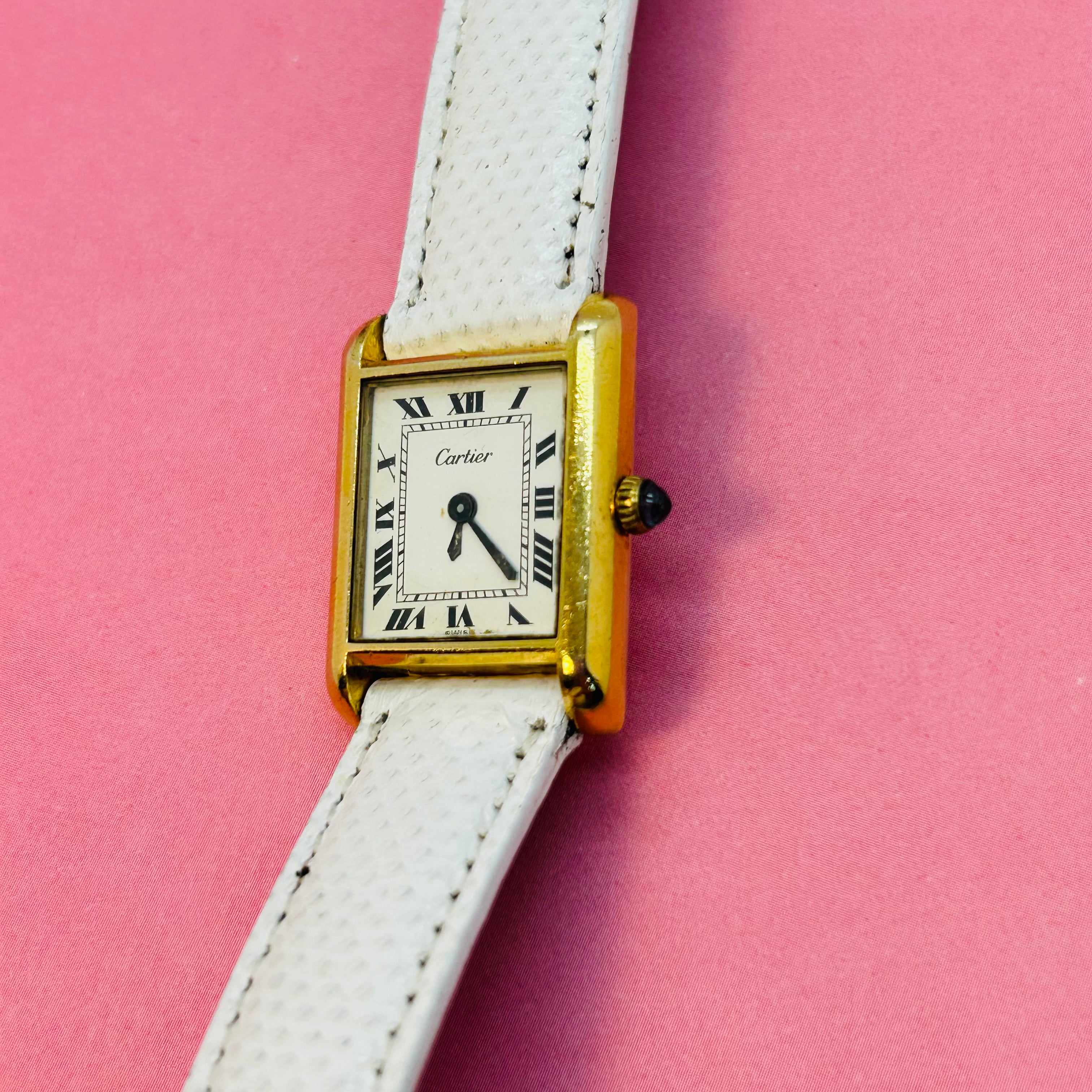 21mm Cartier Tank Wristwatch White Dial White Strap