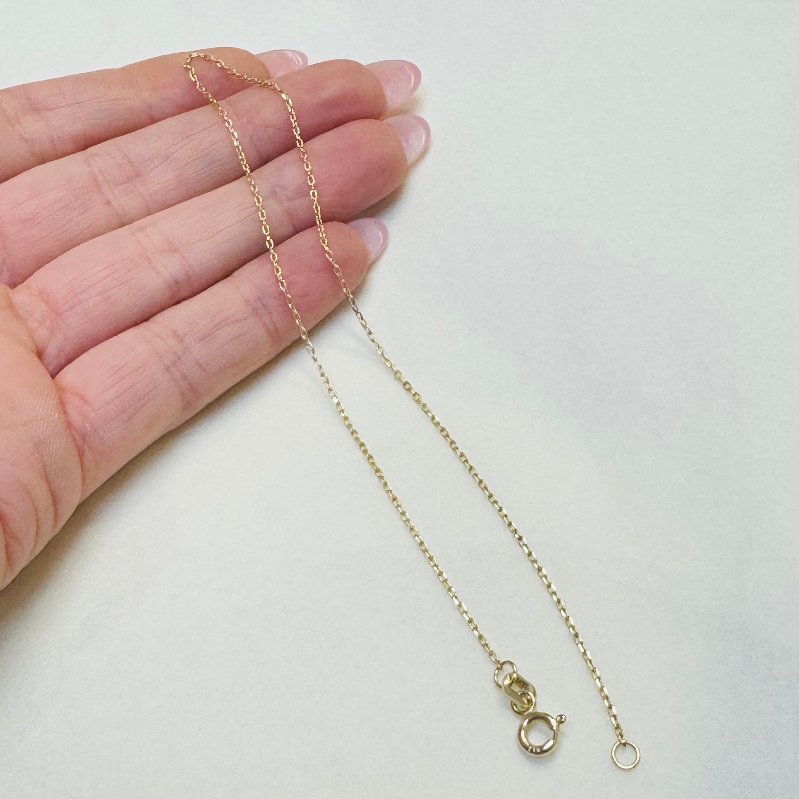 10K Yellow Gold Cable Chain Anklet 1mm 10”