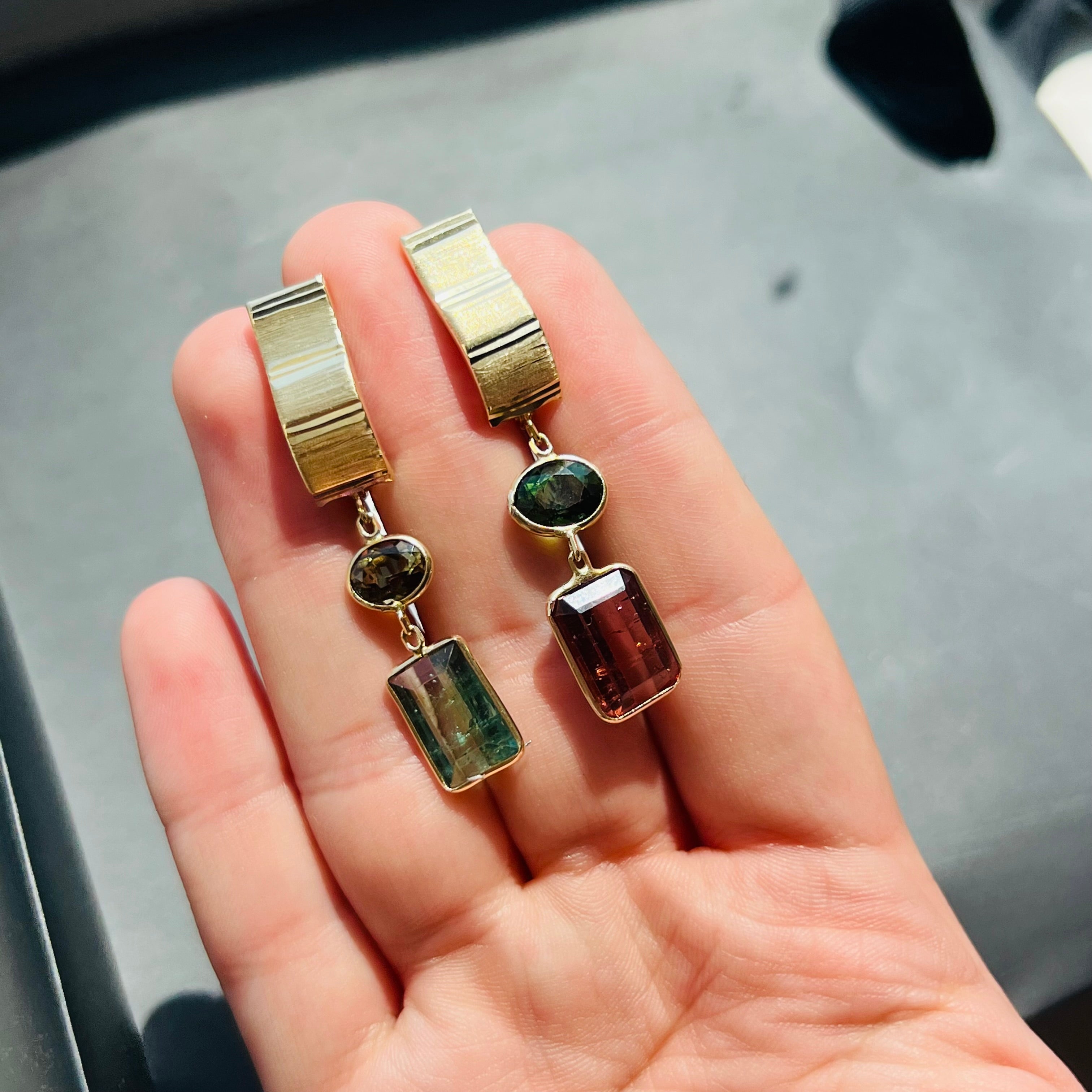 14K Yellow Gold Tourmaline Earrings