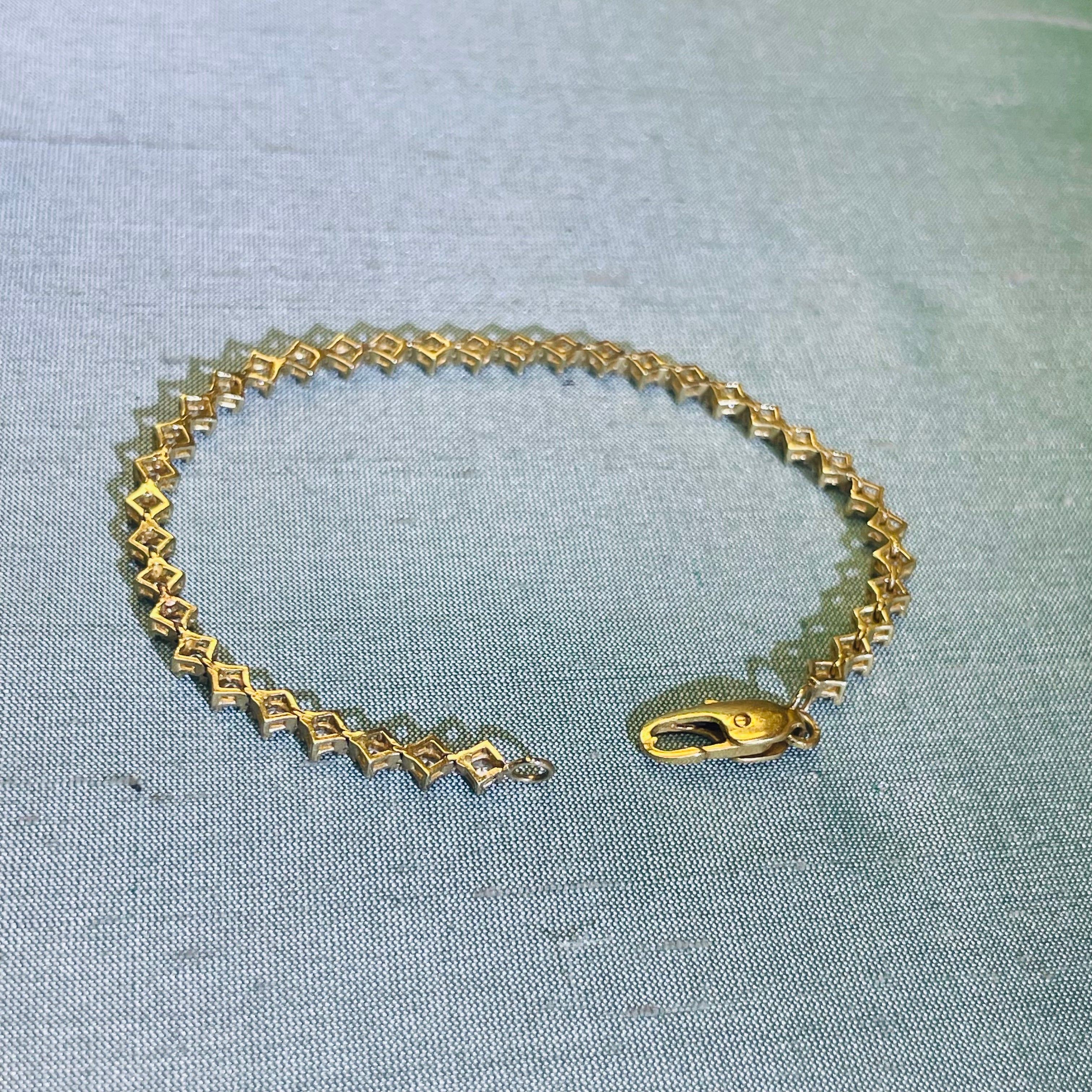 14K Yellow Gold 2CT Natural Diamond Unique Tennis Bracelet 7"