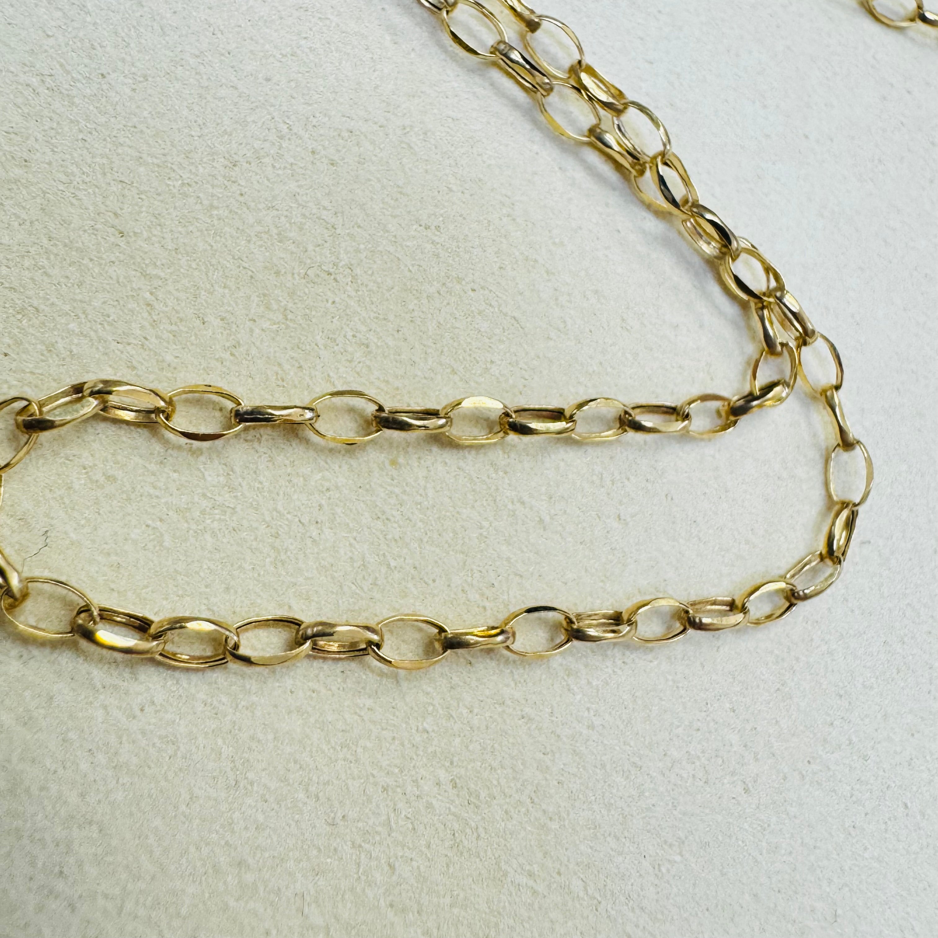 17” 2.5mm Solid 10K Yellow Gold Sparkly Oval Rolo Chain