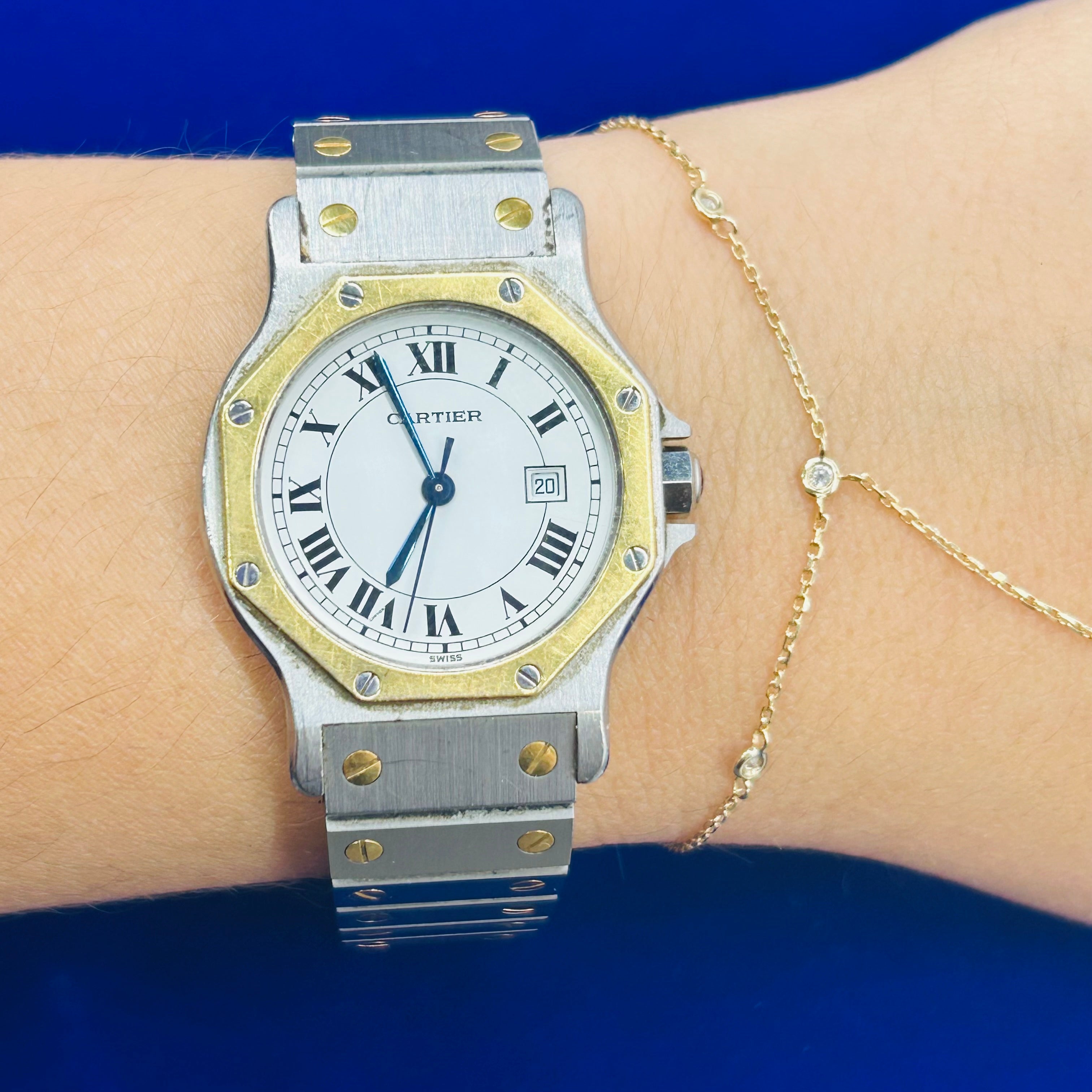 Cartier 18K Yellow Gold & Stainless Steel Octagon Satnos Automatic Wrist
