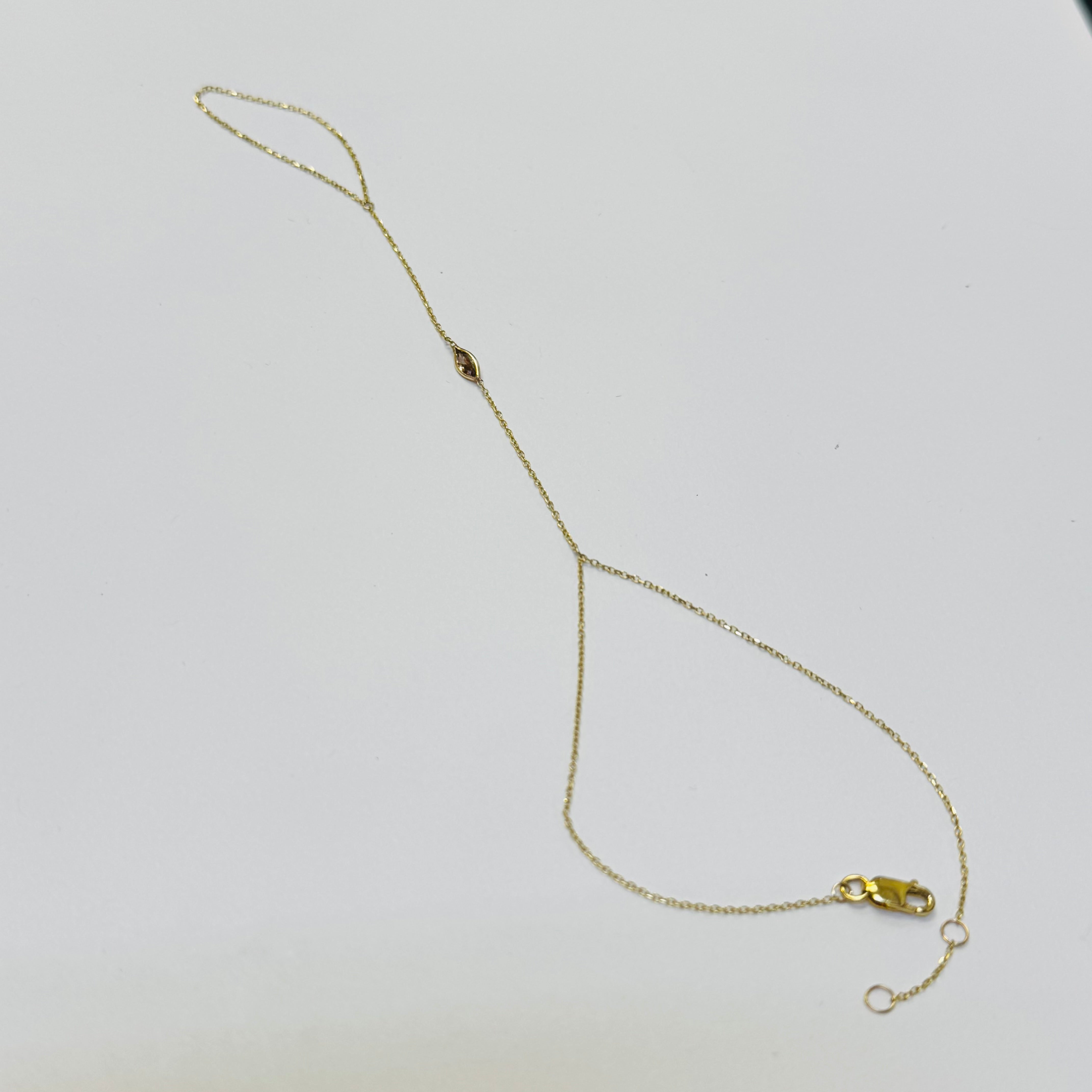 14K Yellow Gold Chocolate Marquis Diamond HandChain
