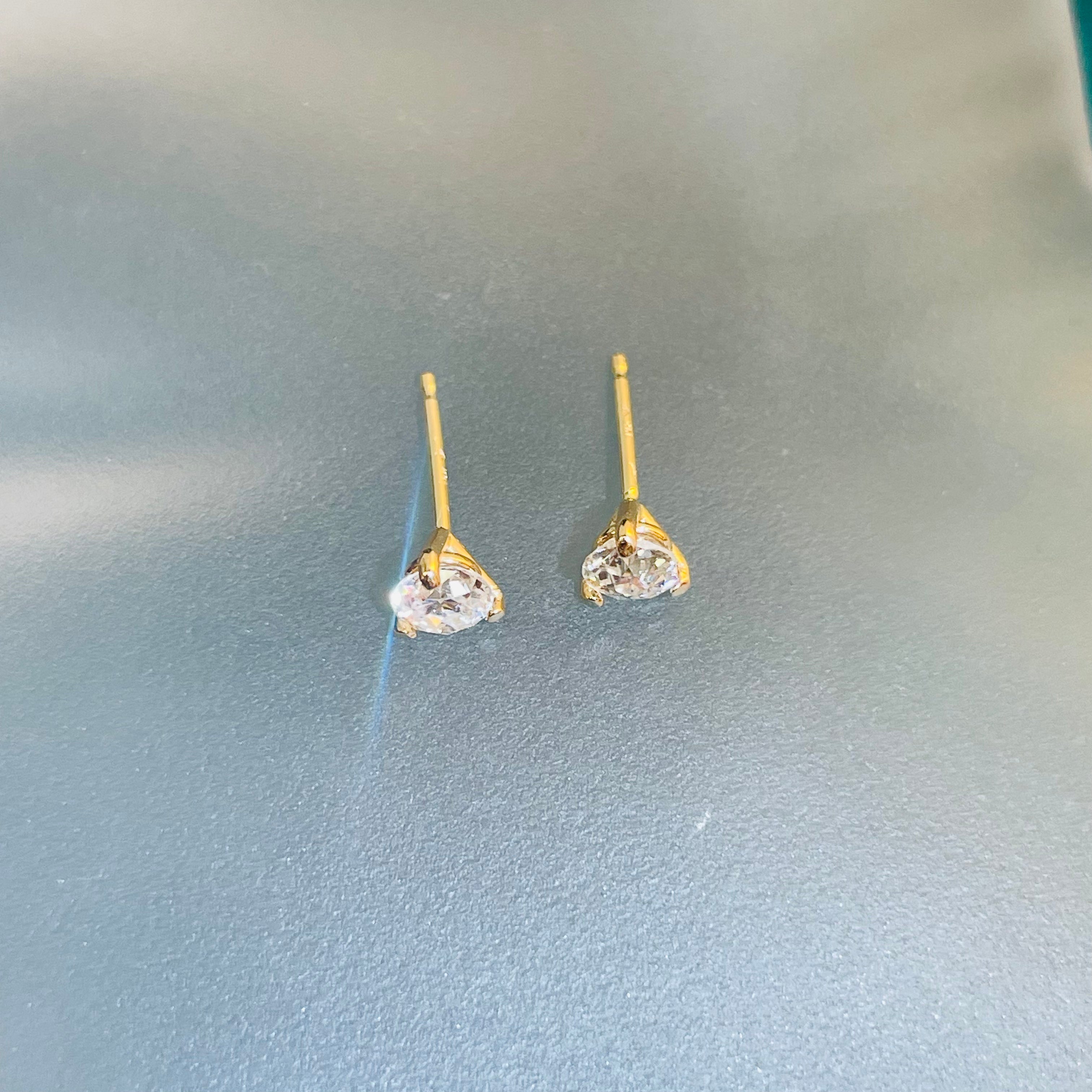 .44CTW Old Mine Cut Diamond Stud Earrings 14K Yellow Gold