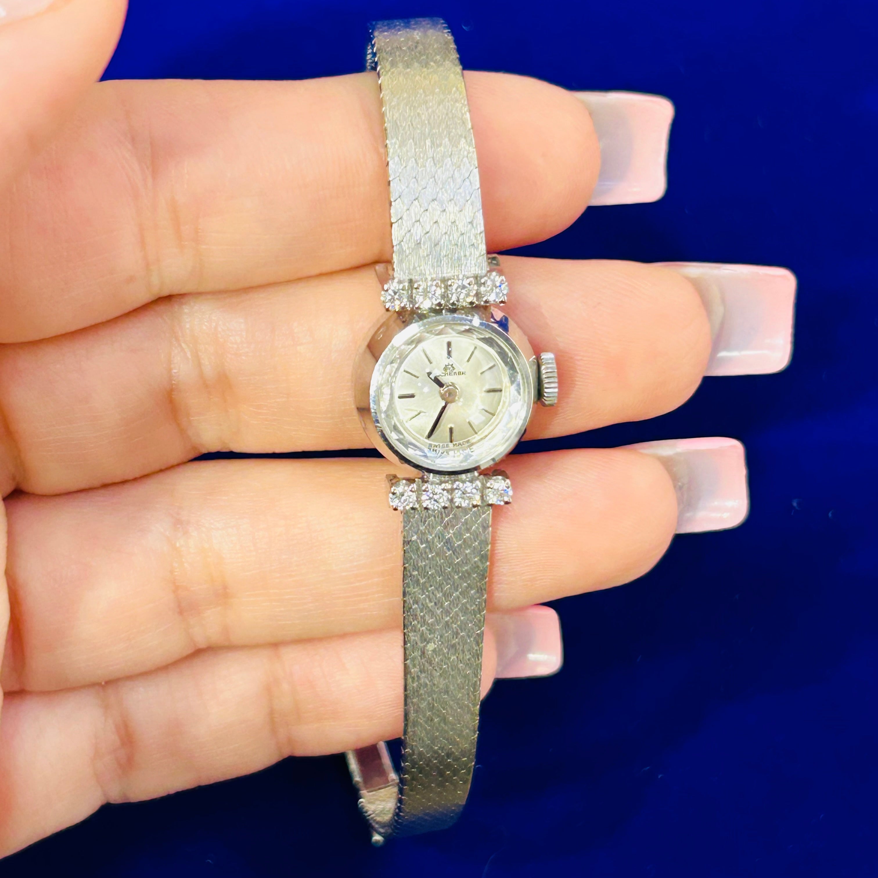 Bucherer Diamond 18K White Gold Vintage Ladies Wristwatch