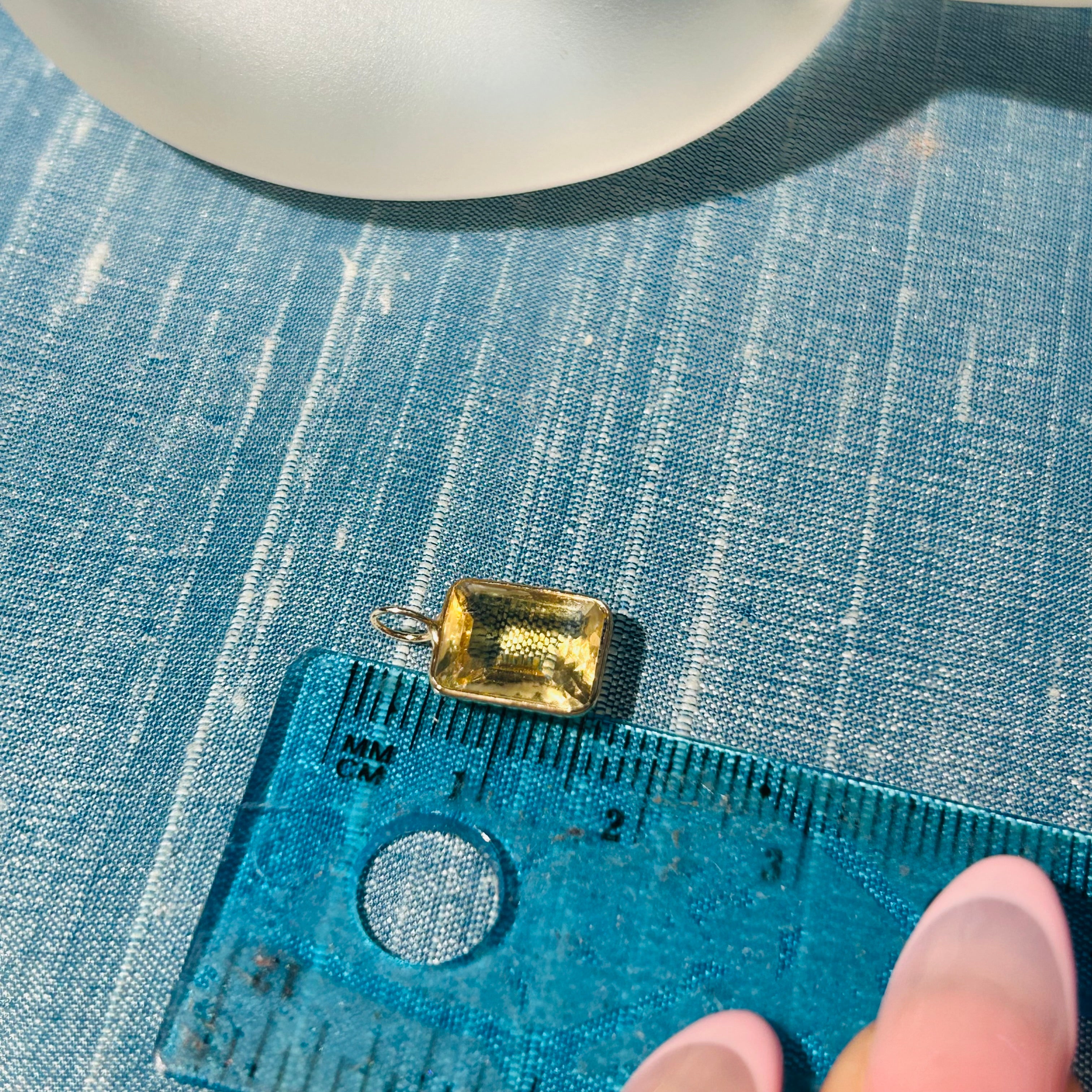 Yellow Citrine Gem Charm 14K Yellow Gold Charm Pendant