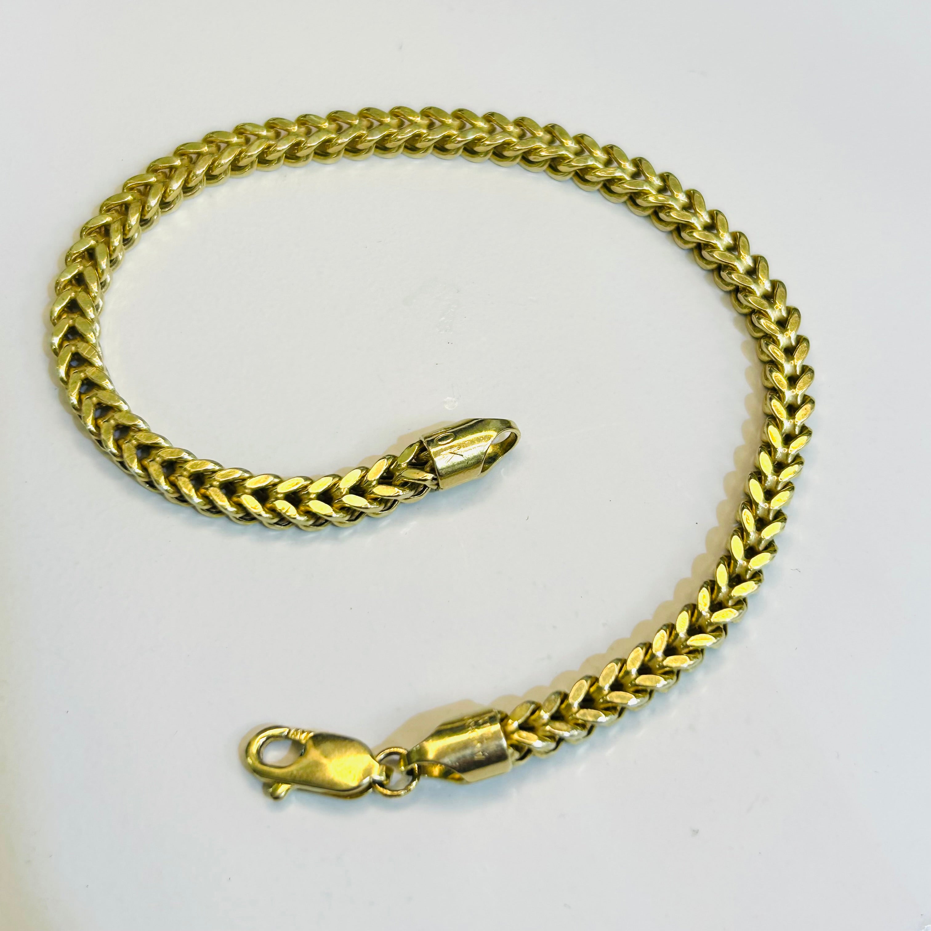 10K 4mm Yellow Gold Cuban Franco Link Bracelet 8.25”