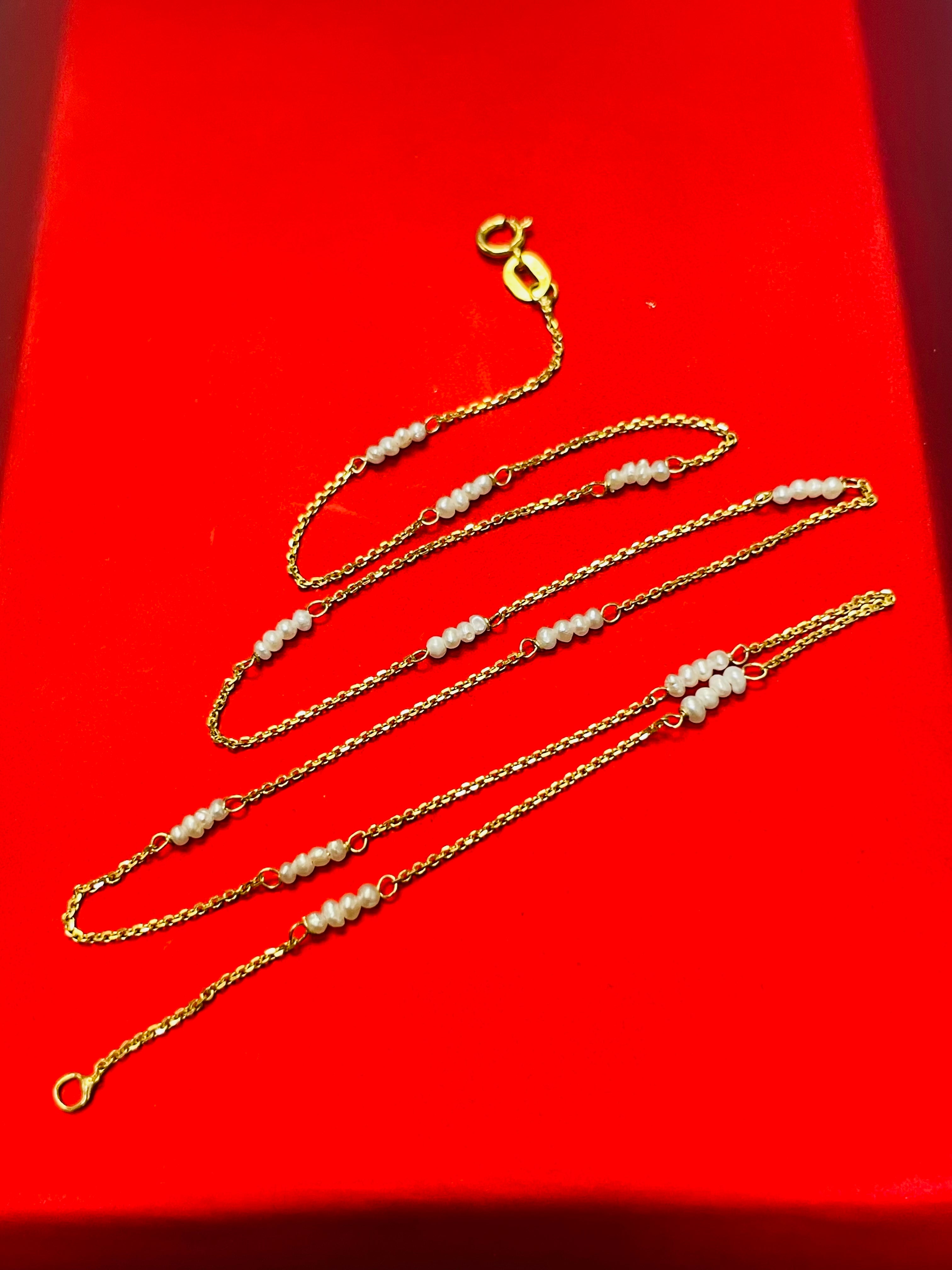 Fresh Water Pearl 14K Yellow 16” Station Necklace