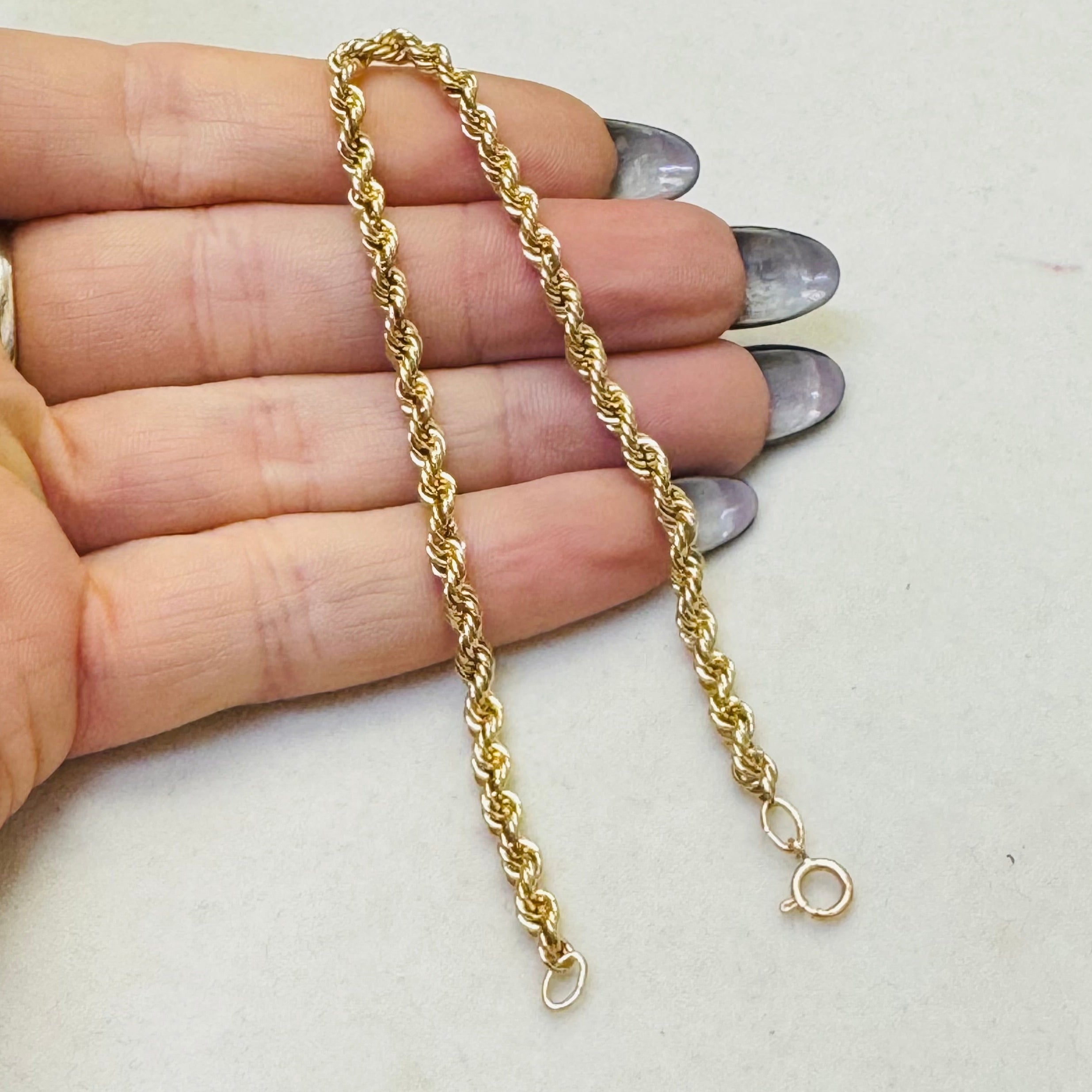 14K Yellow Gold 7.25" 3.5mm Rope Chain Bracelet