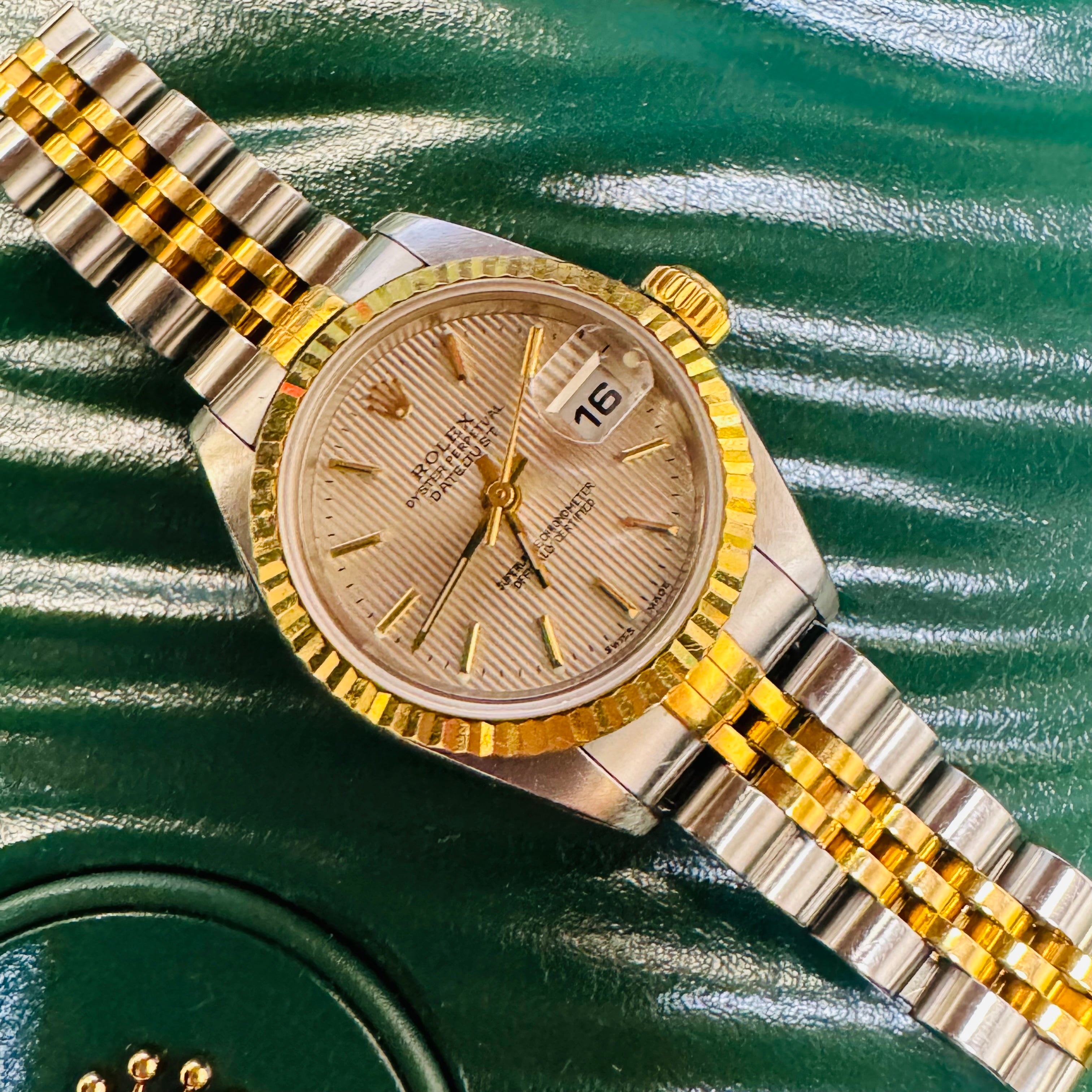 26mm Two Tone Rolex Watch with Tapestry Dial ref. 79173