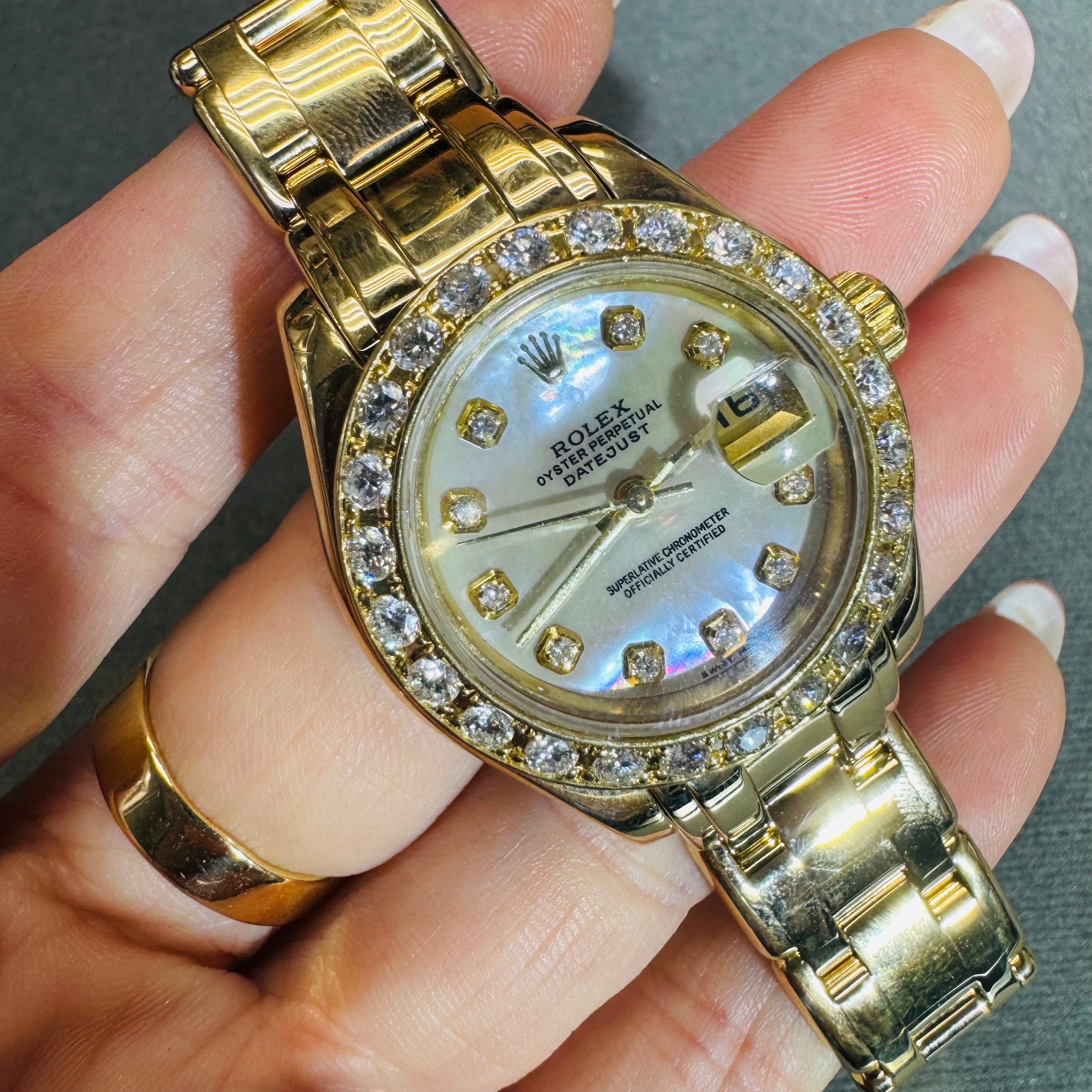 28mm Ladies Rolex Pearl Master Masterpiece Diamond Bezel and Dial Watch 2000