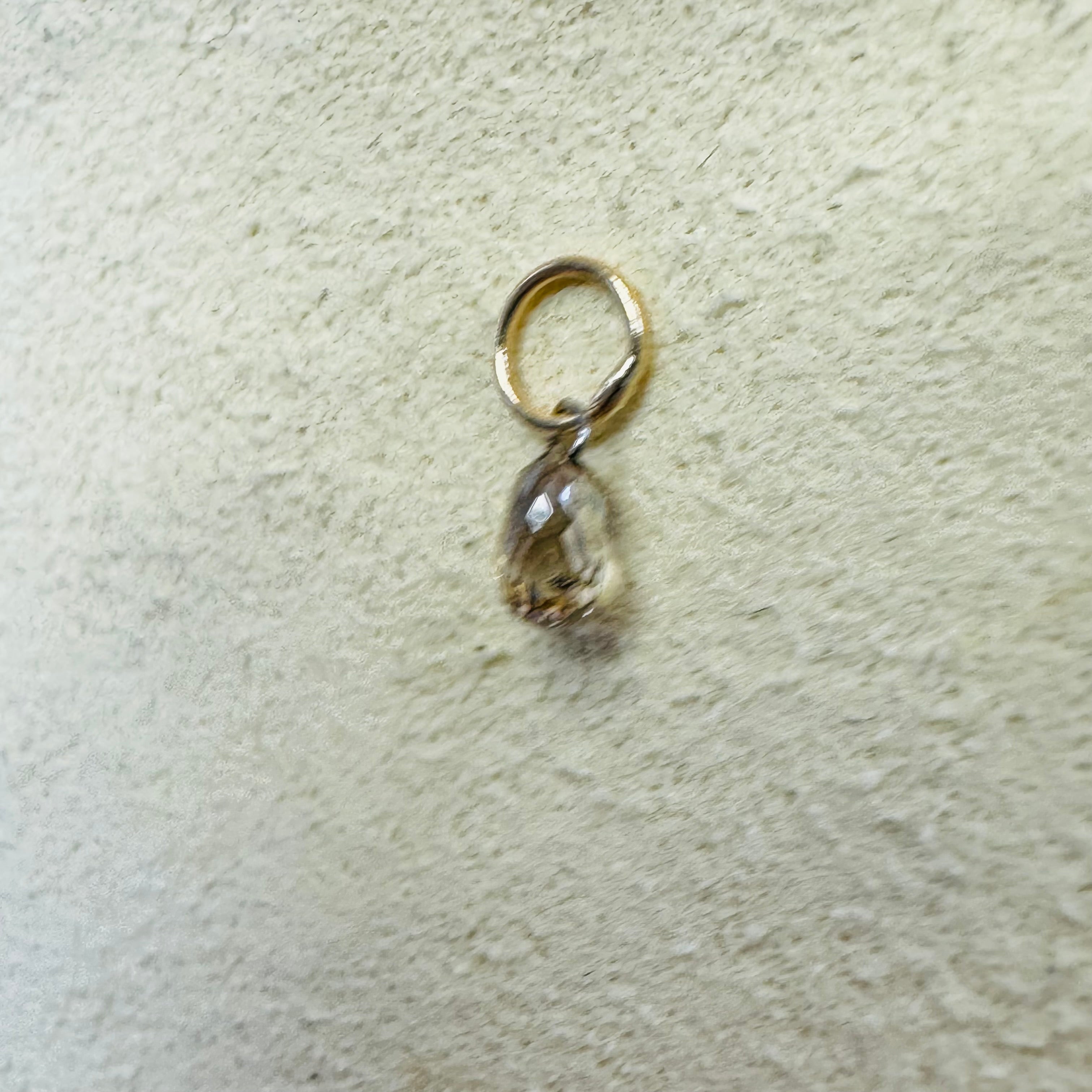Natural Warm Champagne Briolette Diamond .25CT Charm or Pendant with Solid 14K Yellow Gold