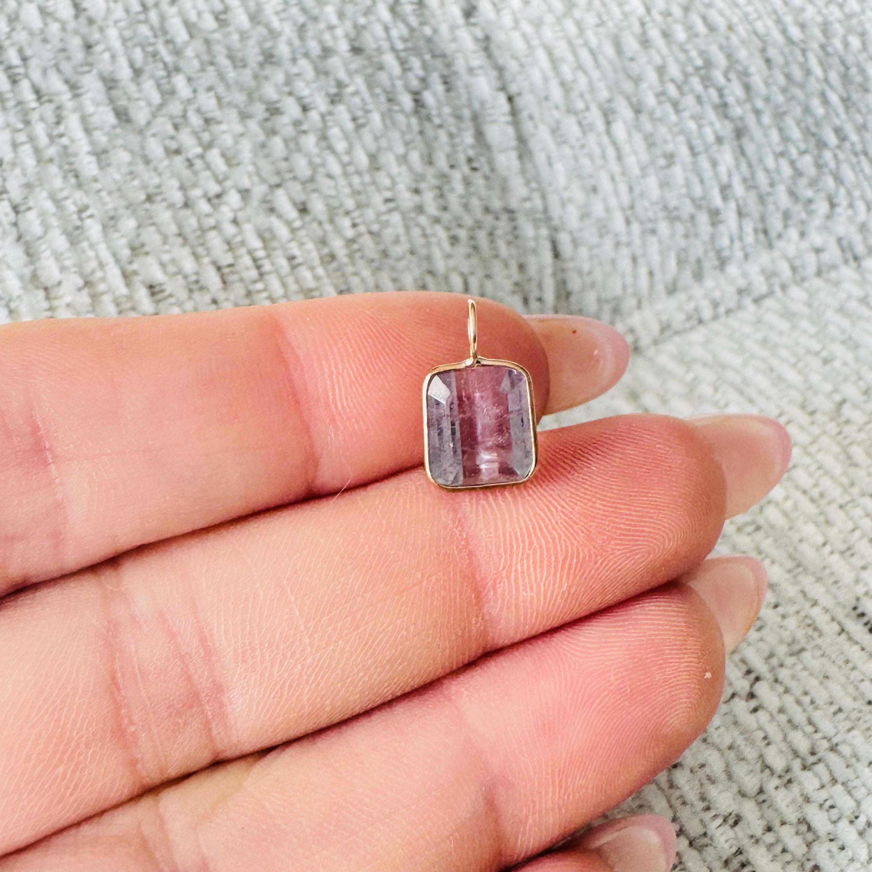Bi Color Tourmaline 14K Yellow Gold Charm Pendant