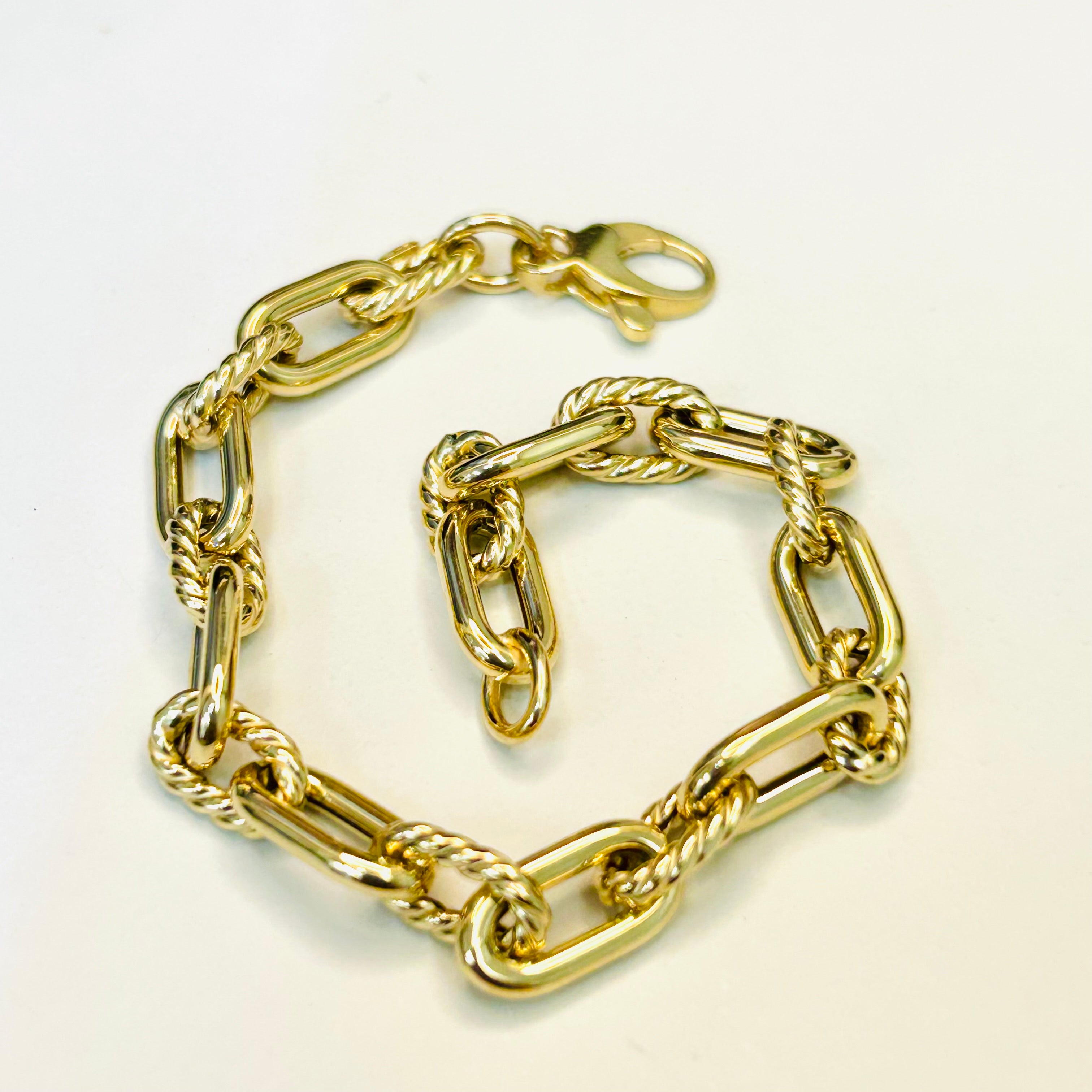 6.8mm 14K Yellow Gold Link Bracelet 7.25"