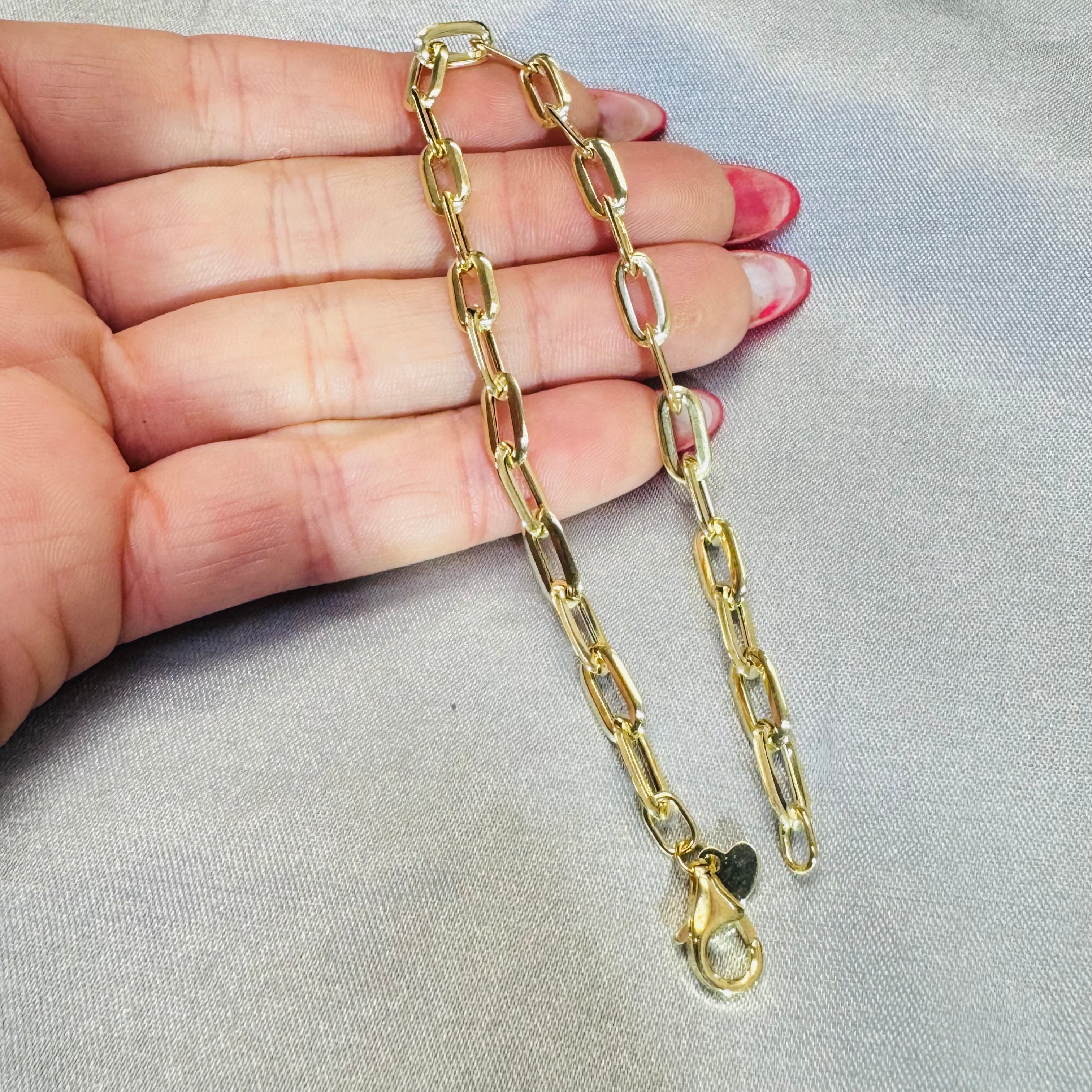 10K Yellow Gold 5mm Paperclip Link Bracelet