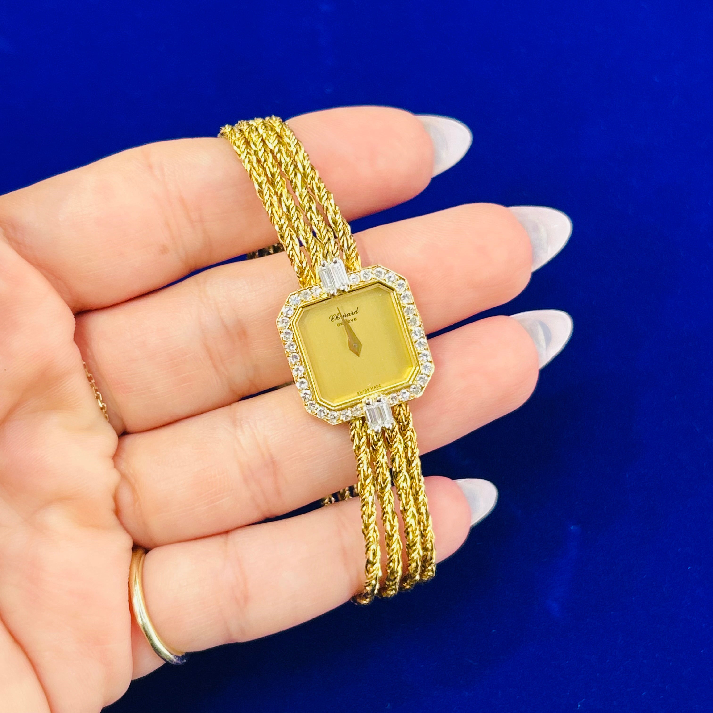 18K Yellow Gold Ladies Chopard Geneve Diamond Wrist Watch