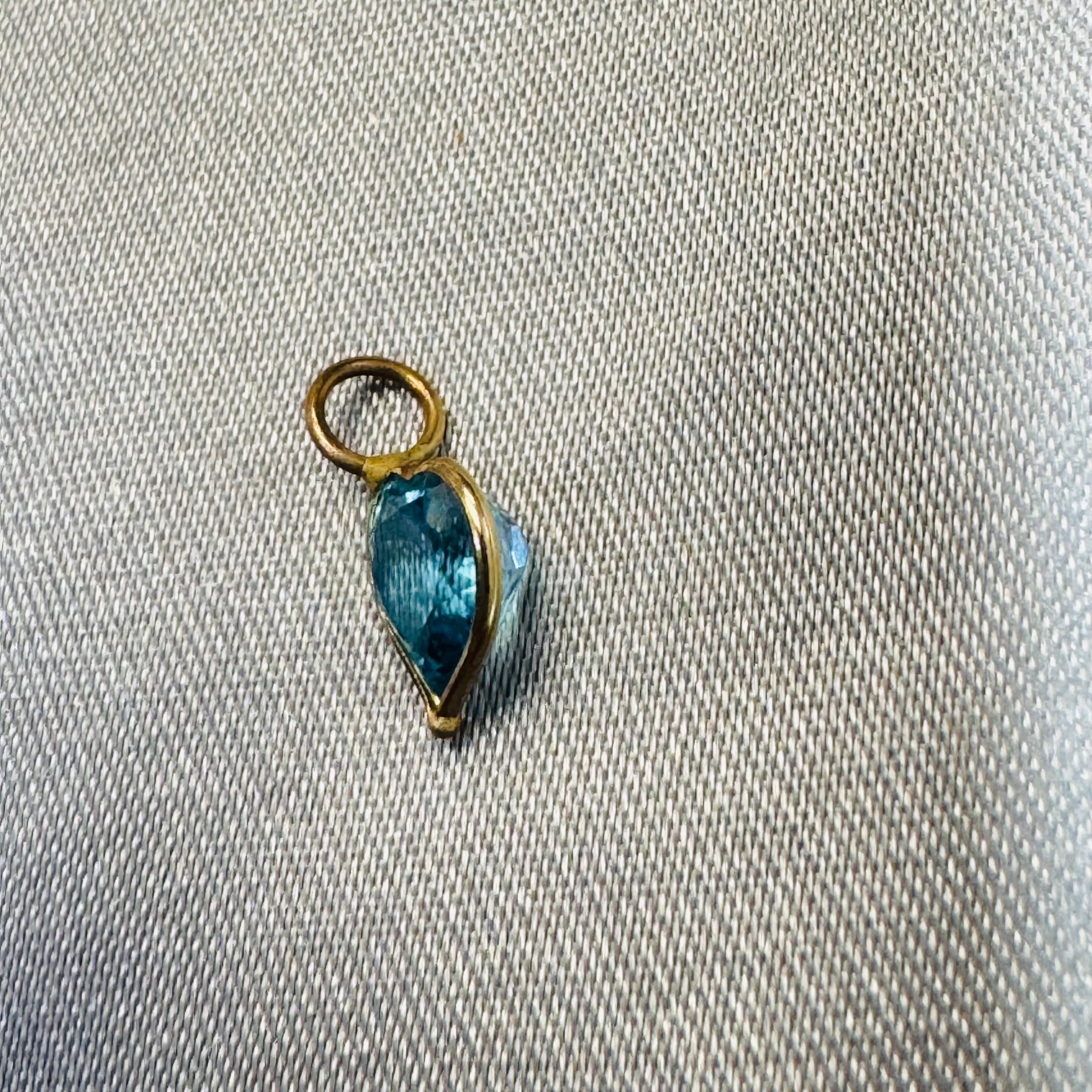 Blue Topaz Heart Pendant 14K Yellow Gold