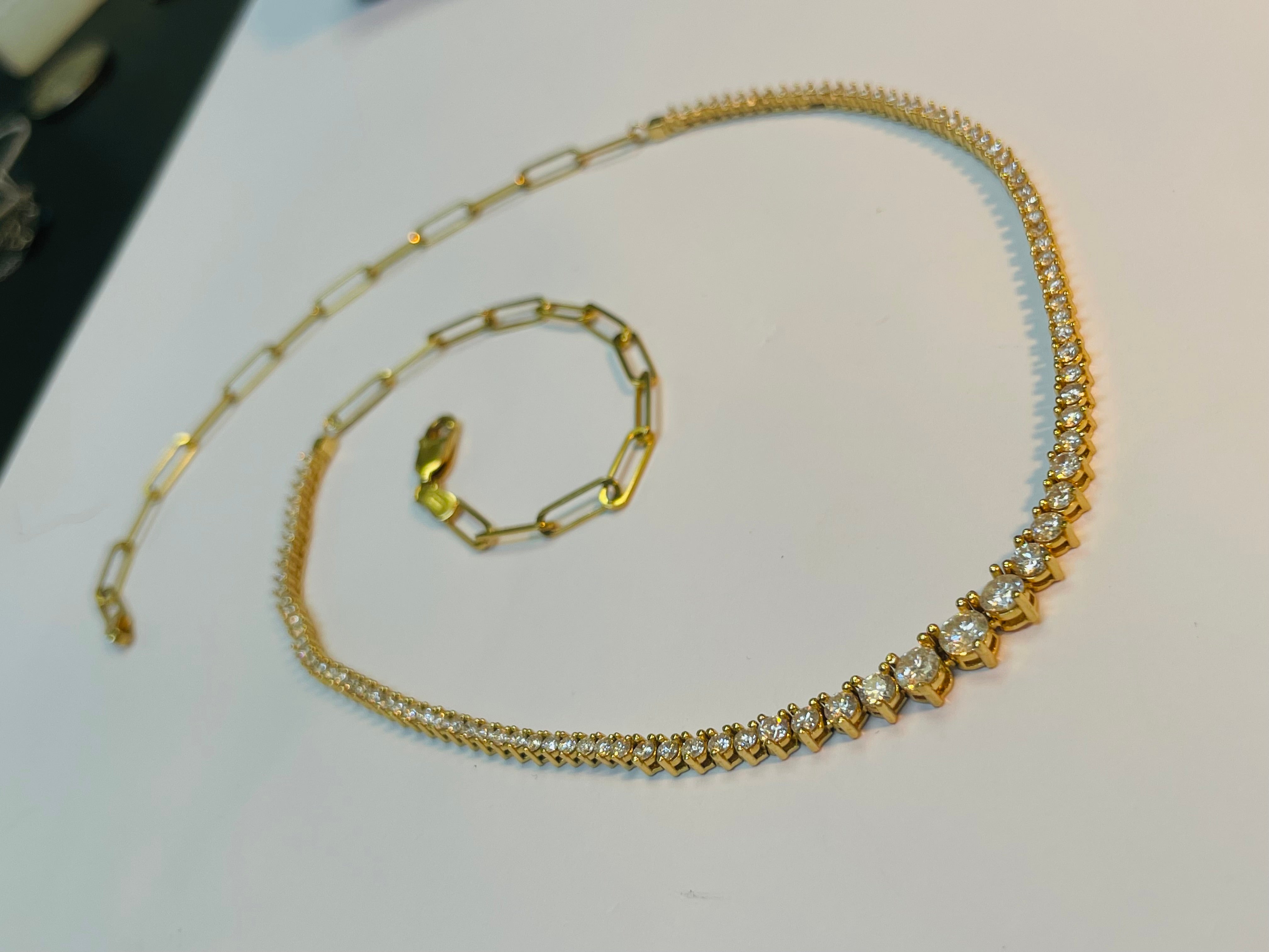 Partial Diamond Rivera Tennis Necklace 18K Yellow Gold
