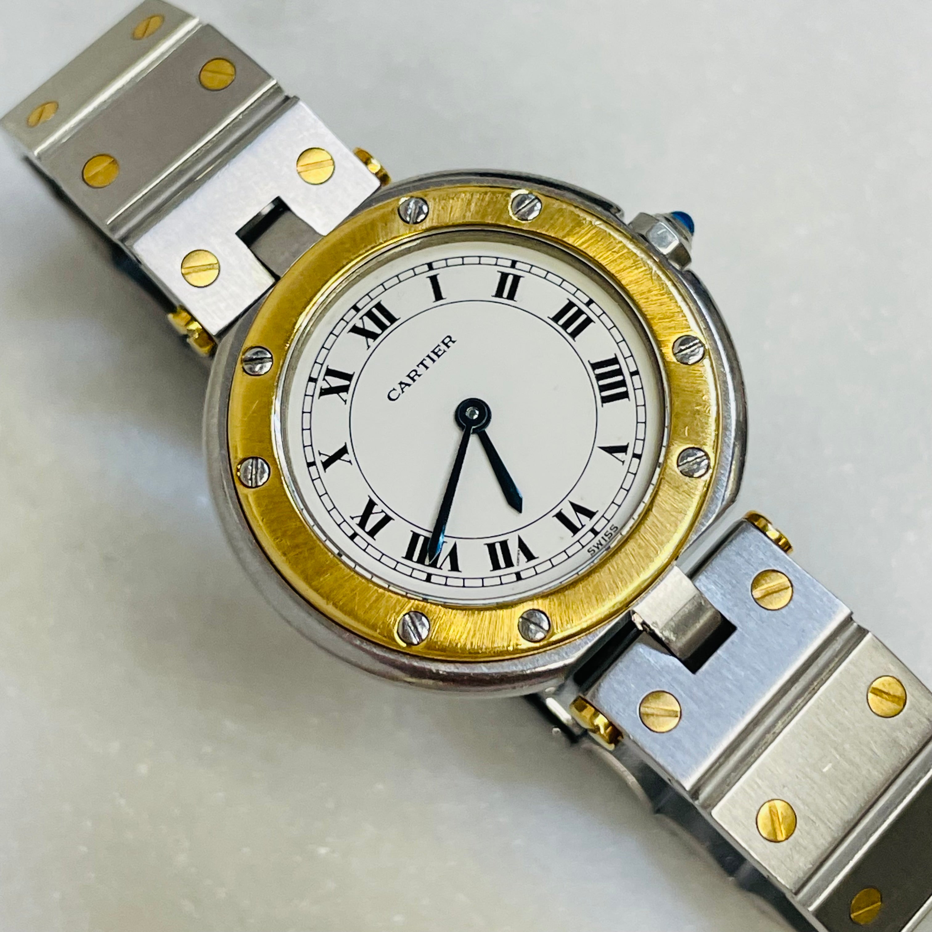 Cartier Panther Santos Vendome Stainless Steel and 18K Yellow Gold Watch