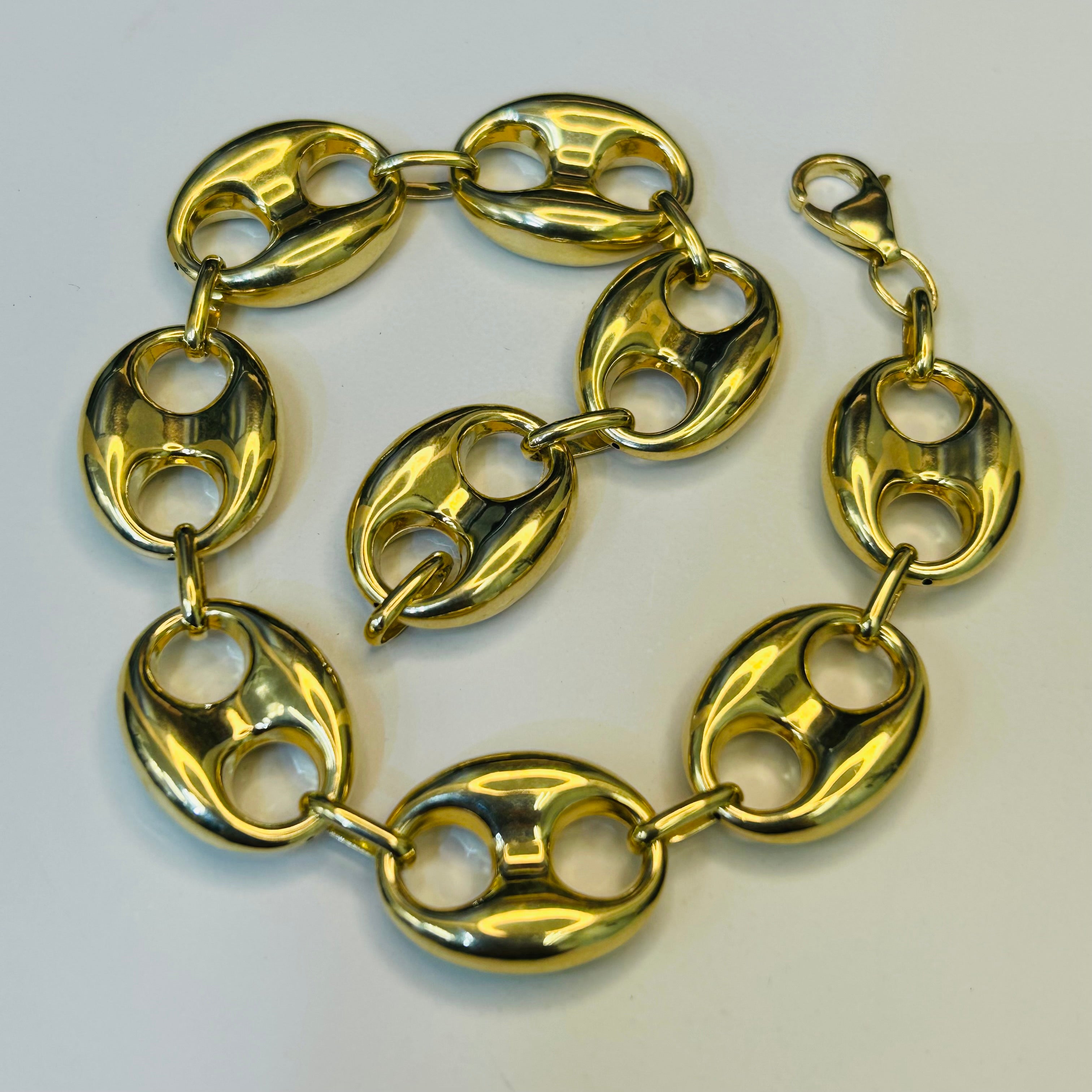 14.5mm 14K Yellow Gold Mariner Link Bracelet 8.75