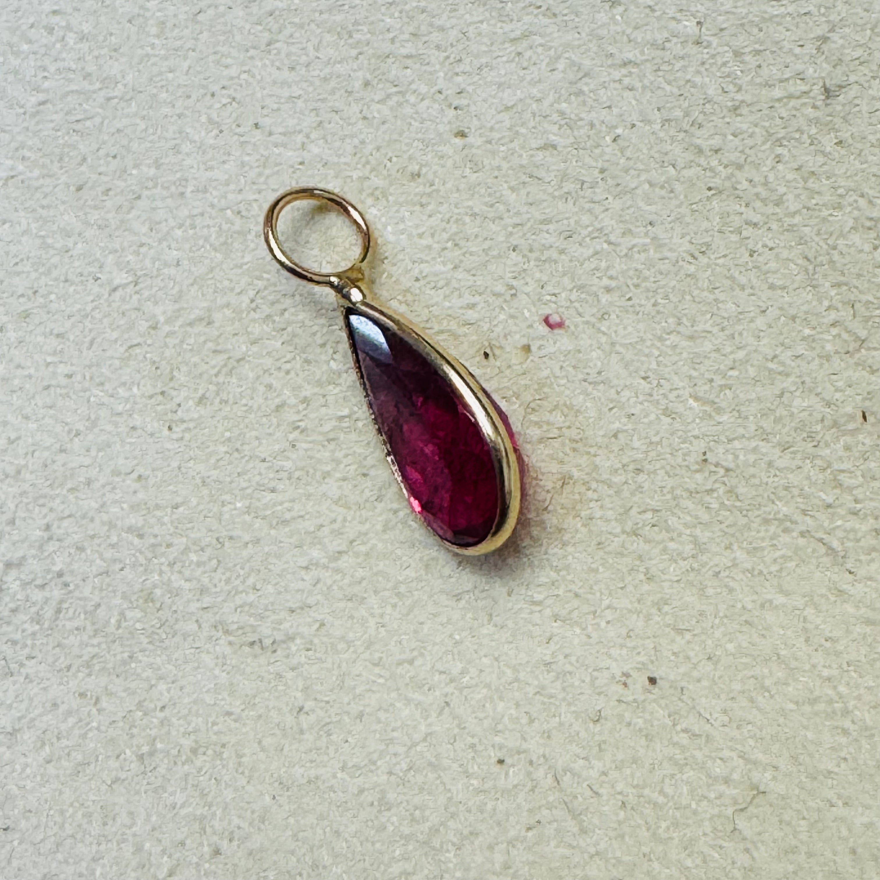 Pear Pink Tourmaline Pendant 14K Yellow Gold