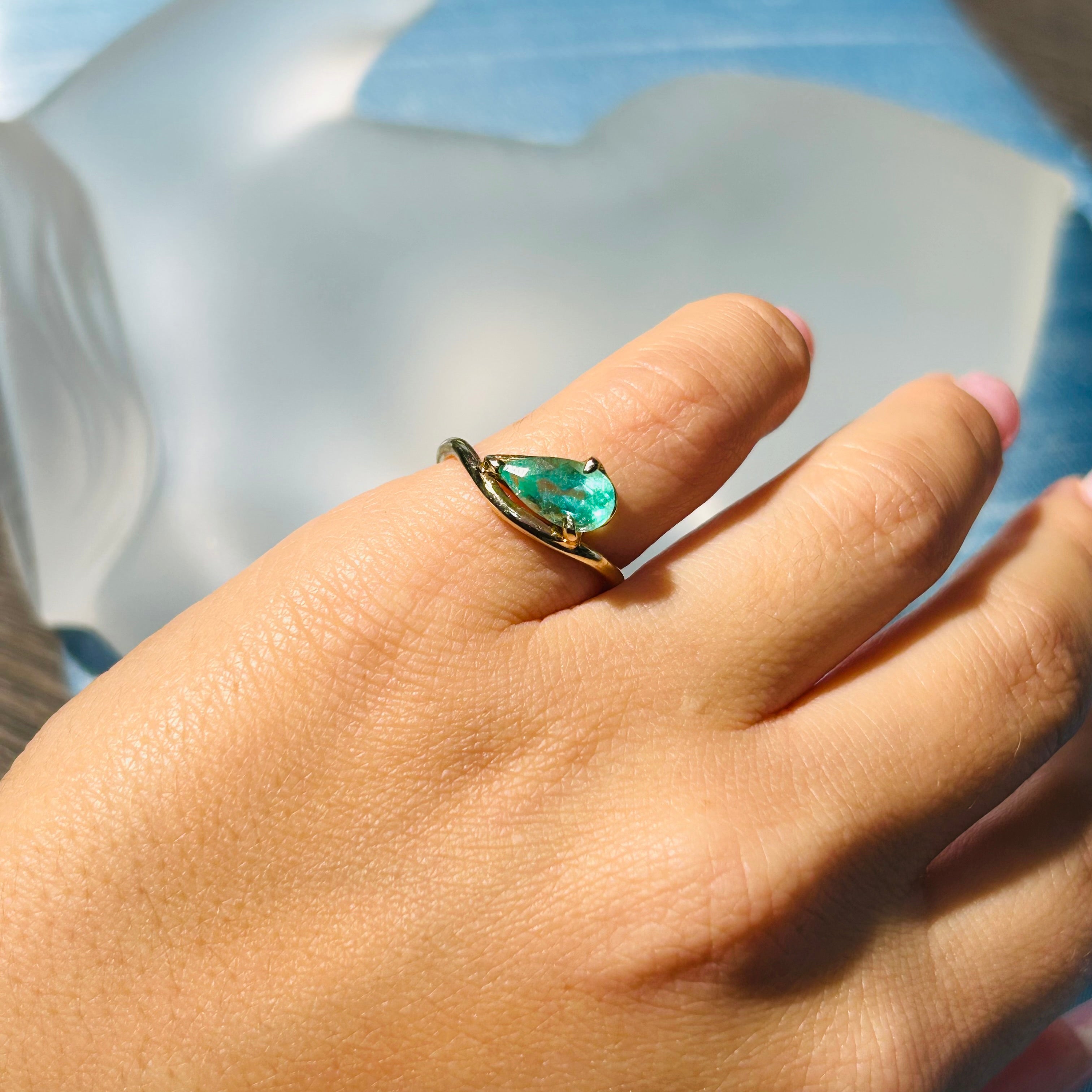 14k Yellow Gold Pink Emerald Pinky Ring Size 6