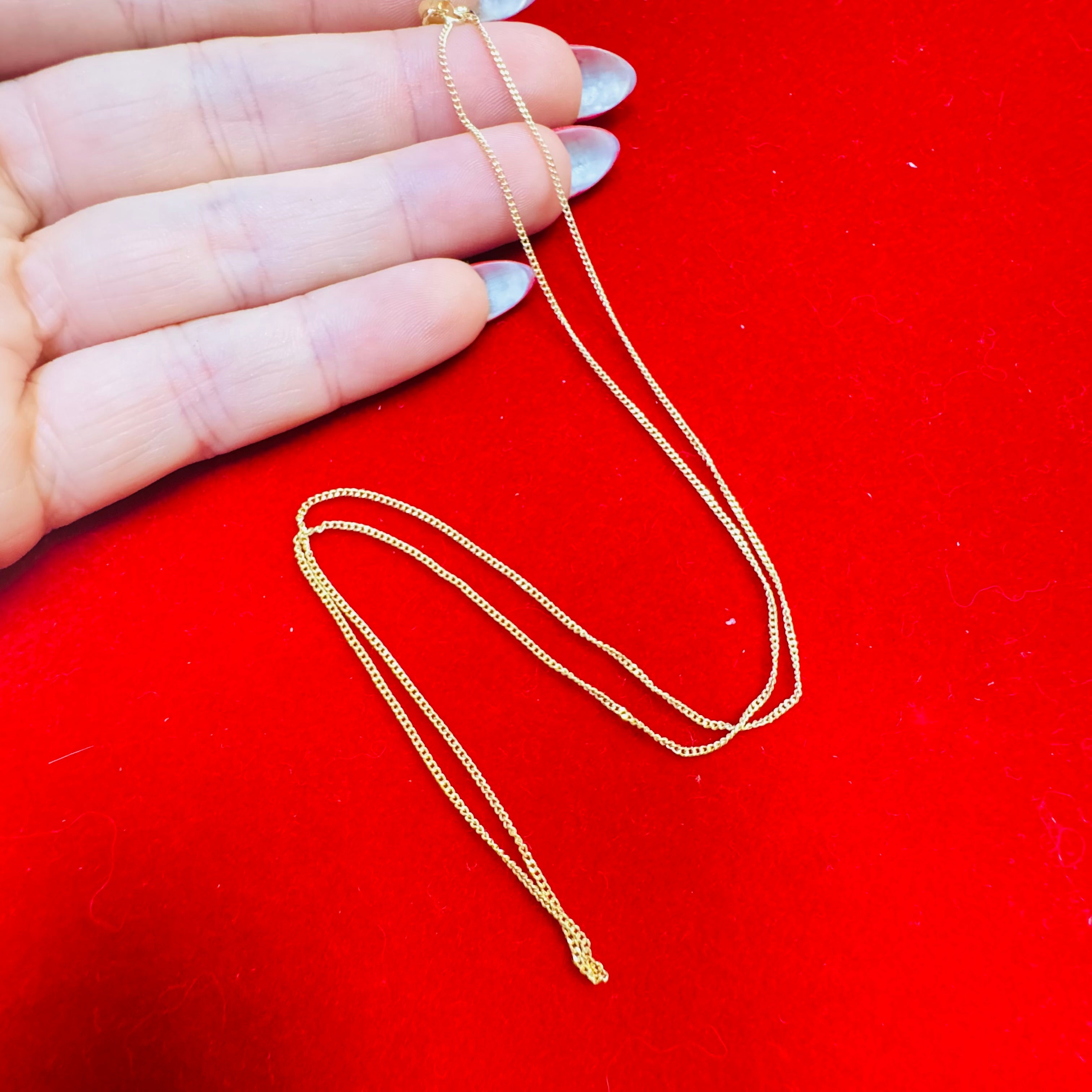 18" 1mm Solid 10K Yellow Gold Curb Link Chain Necklace