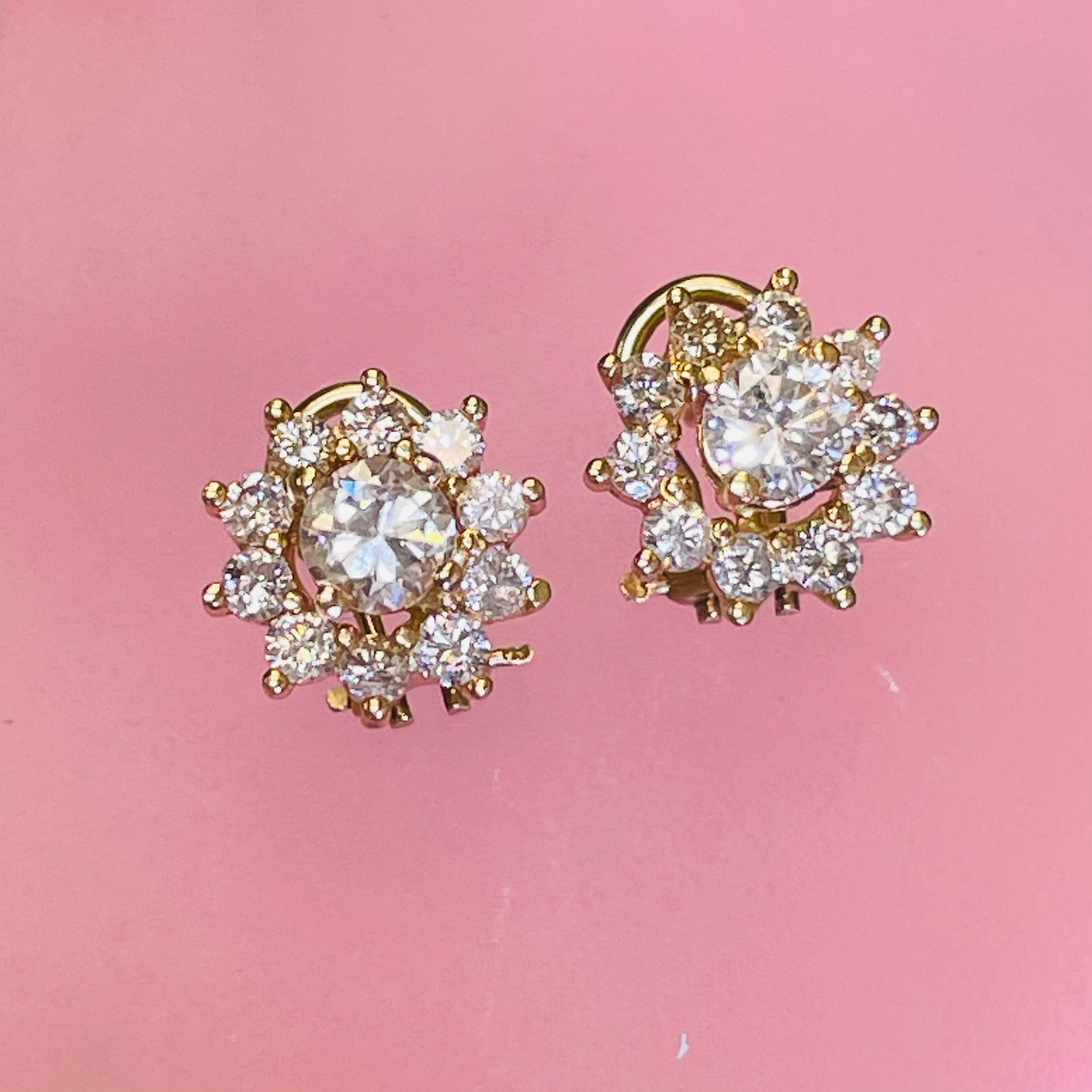 2.20CTW Natural Diamond Flower Cluster Earrings