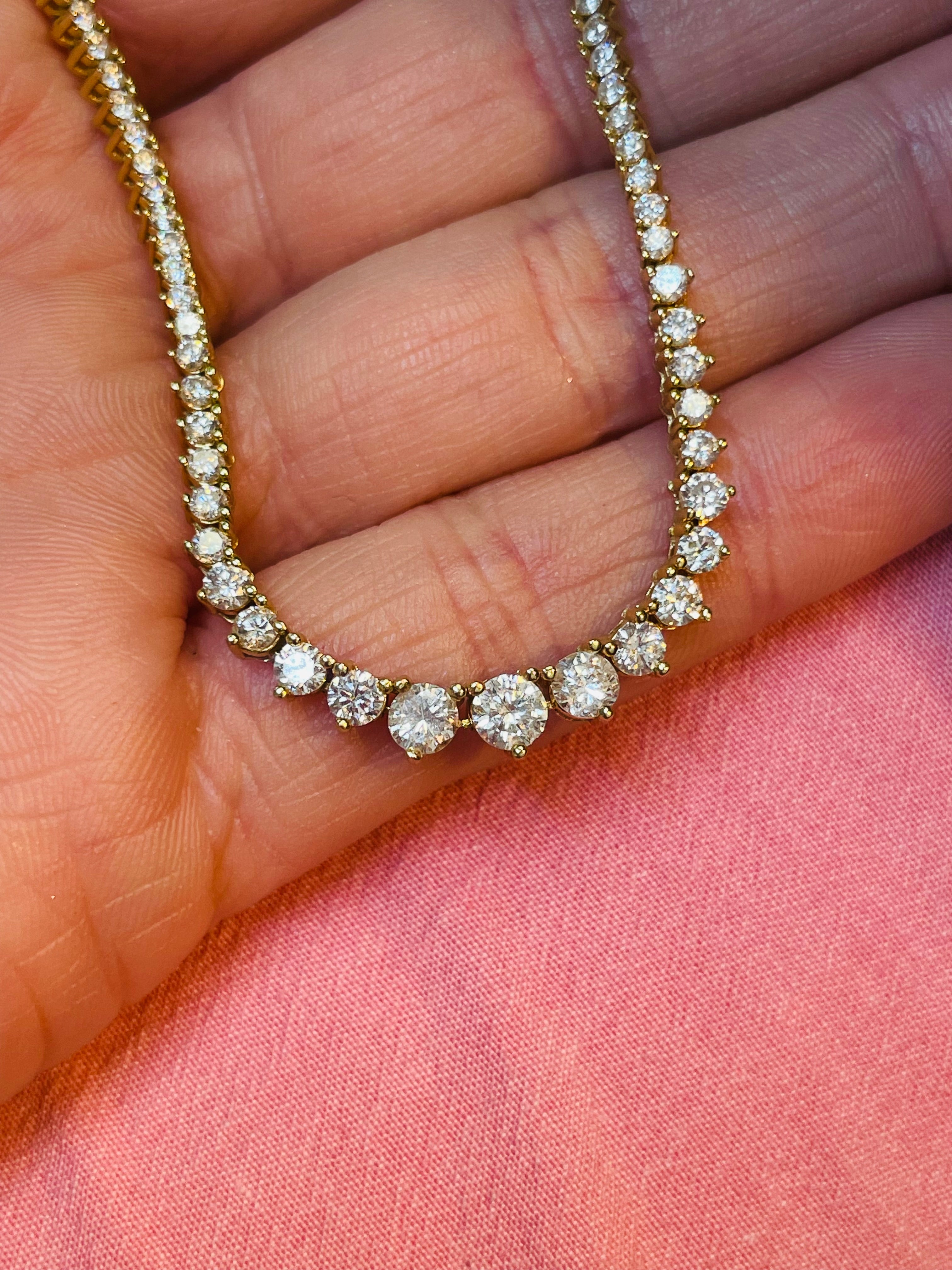 Partial Diamond Rivera Tennis Necklace 18K Yellow Gold