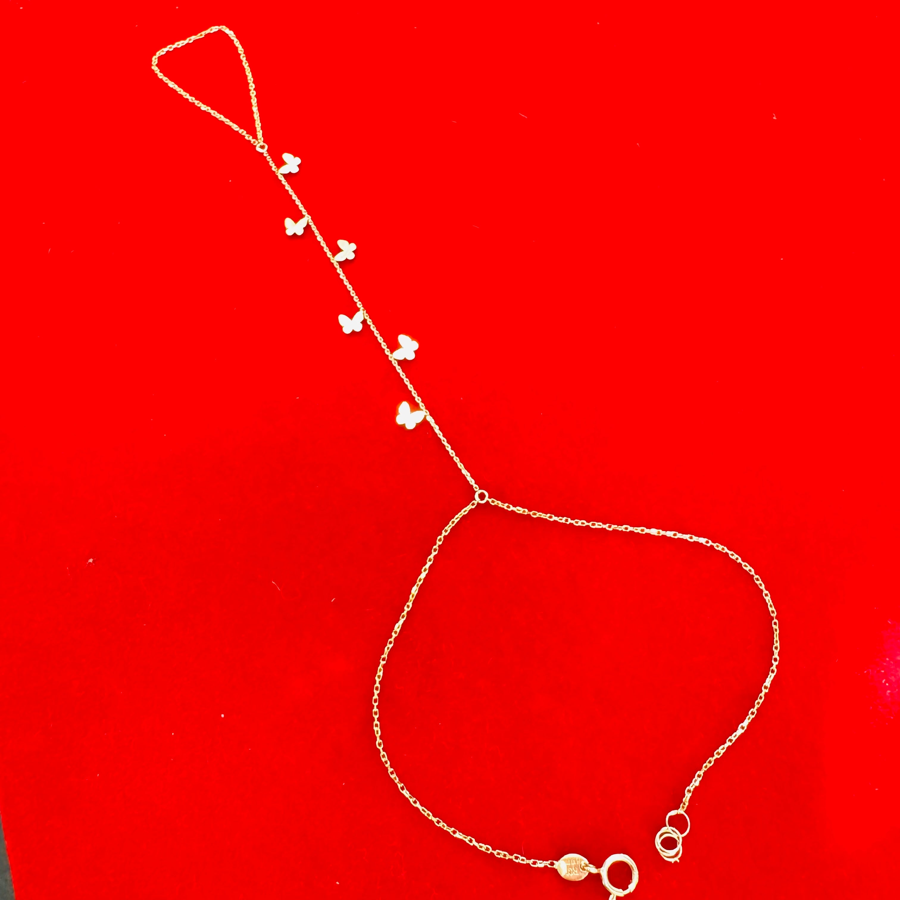 14K Yellow Gold Butterfly HandChain Bracelet