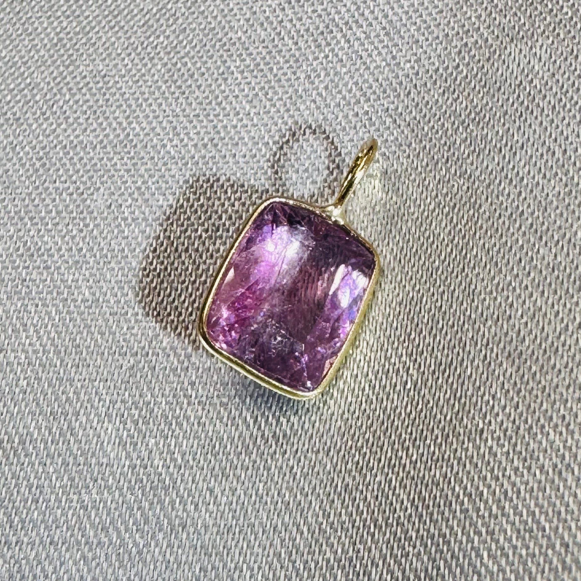 Hot Pink and Purple Tourmaline Charm Pendant 14K Yellow Gold