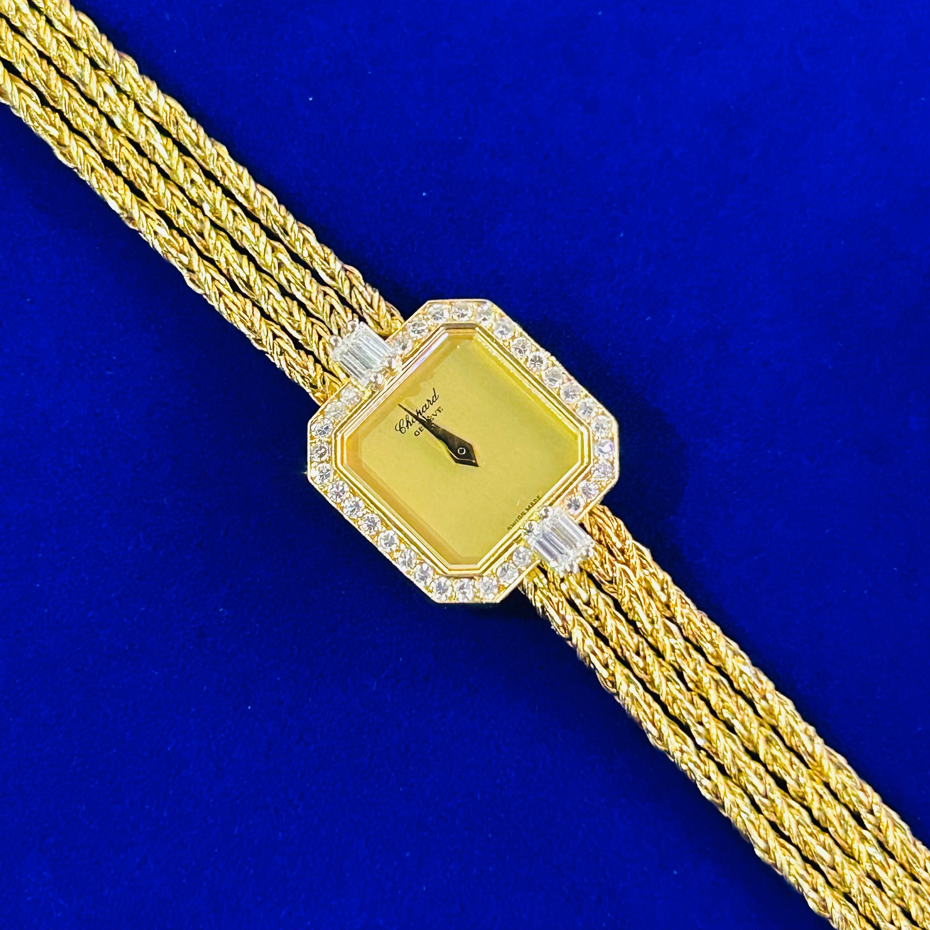 18K Yellow Gold Ladies Chopard Geneve Diamond Wrist Watch