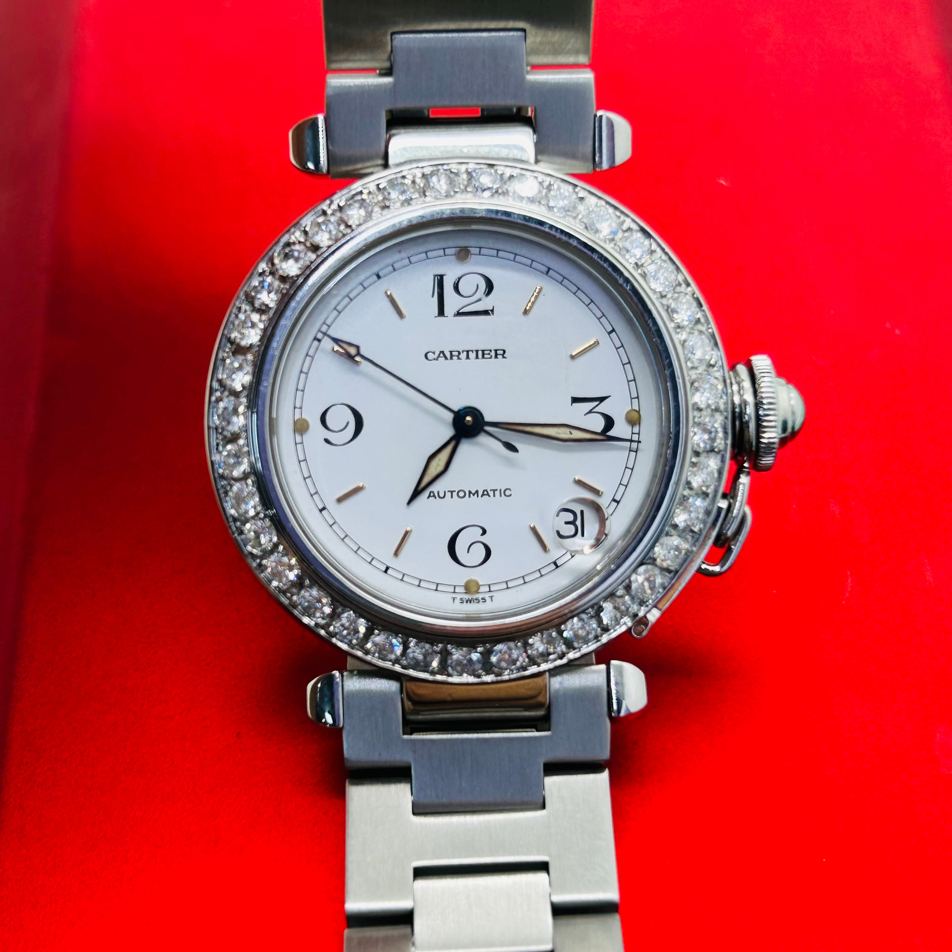 Cartier Pasha 35mm Steel Diamond Bezel Watch