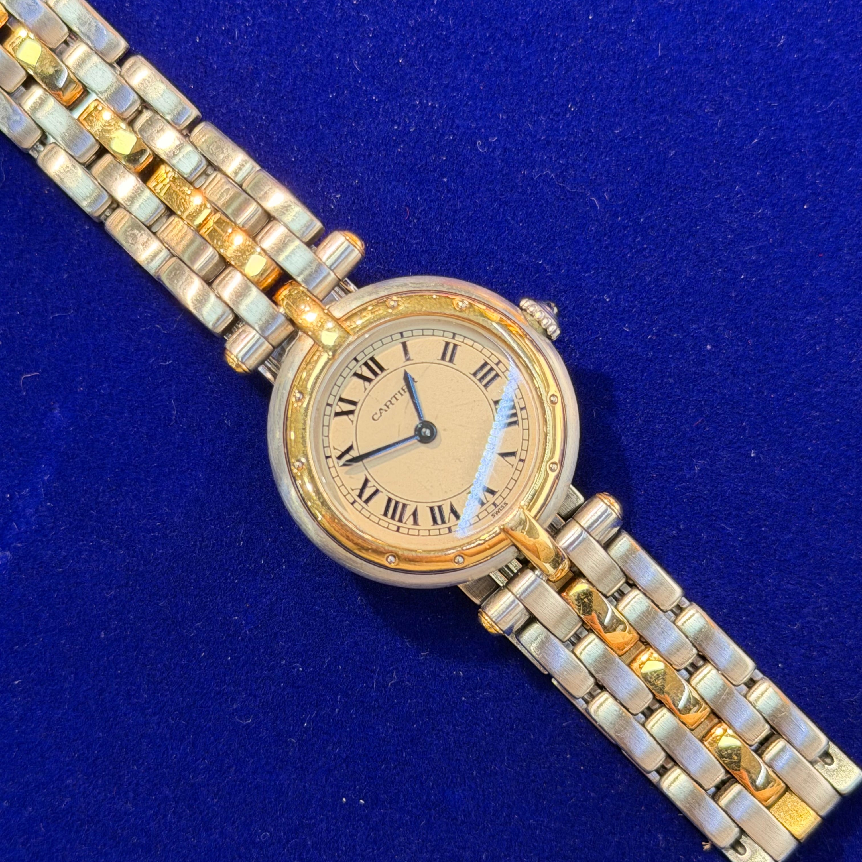 Cartier Vendome Small Two-Tone Quartz Watch (Single Gold Row) 6.75"