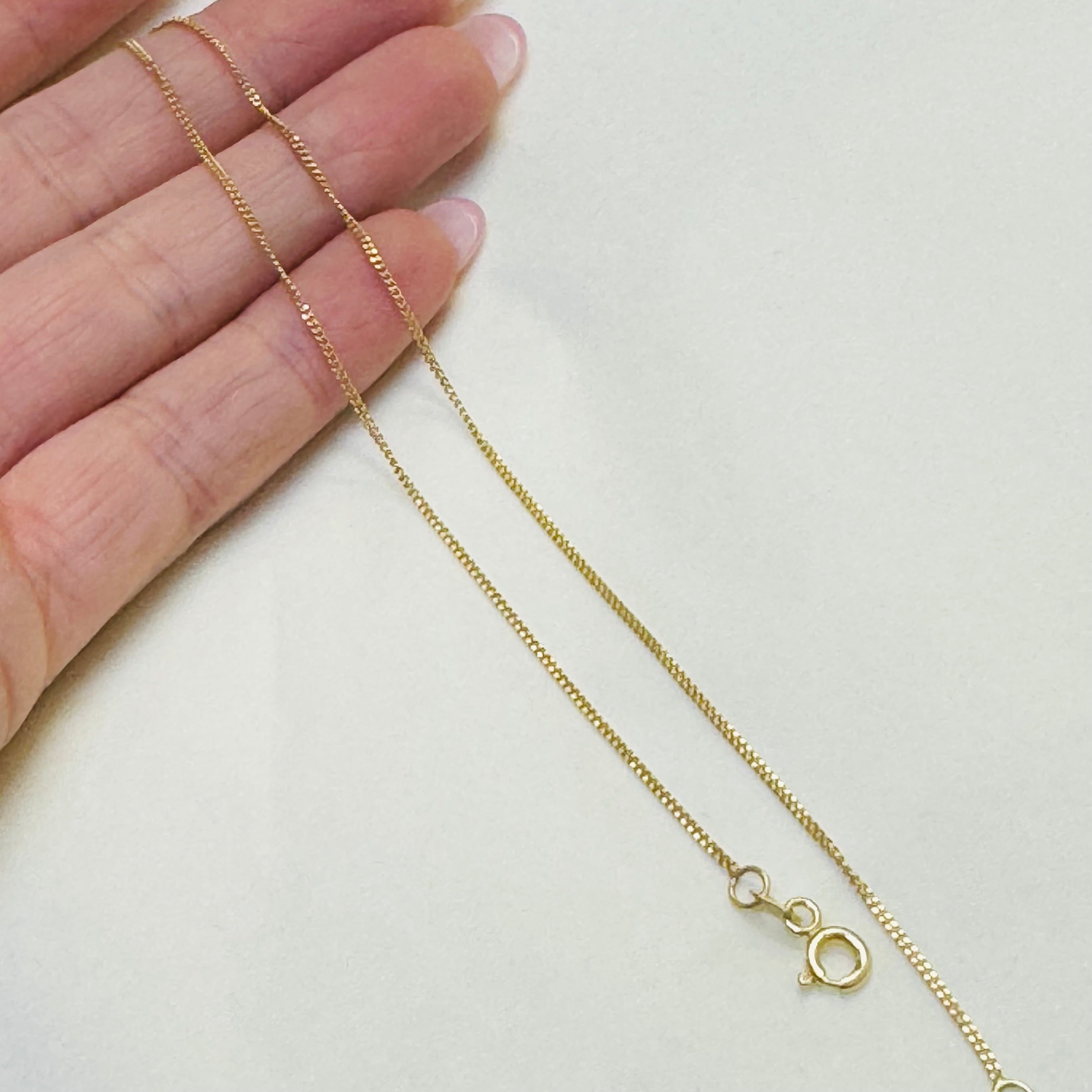 10K Yellow Gold Curb Chain Anklet 1mm 10”
