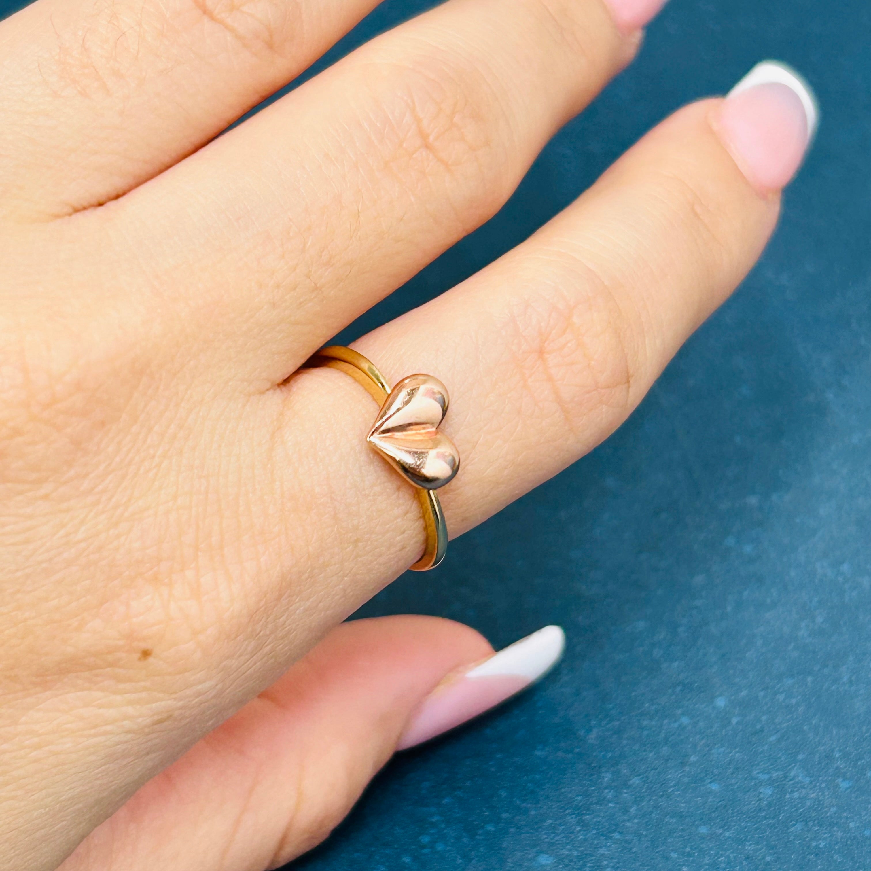 14k Yellow & Rose Gold Heart Ring Size 7