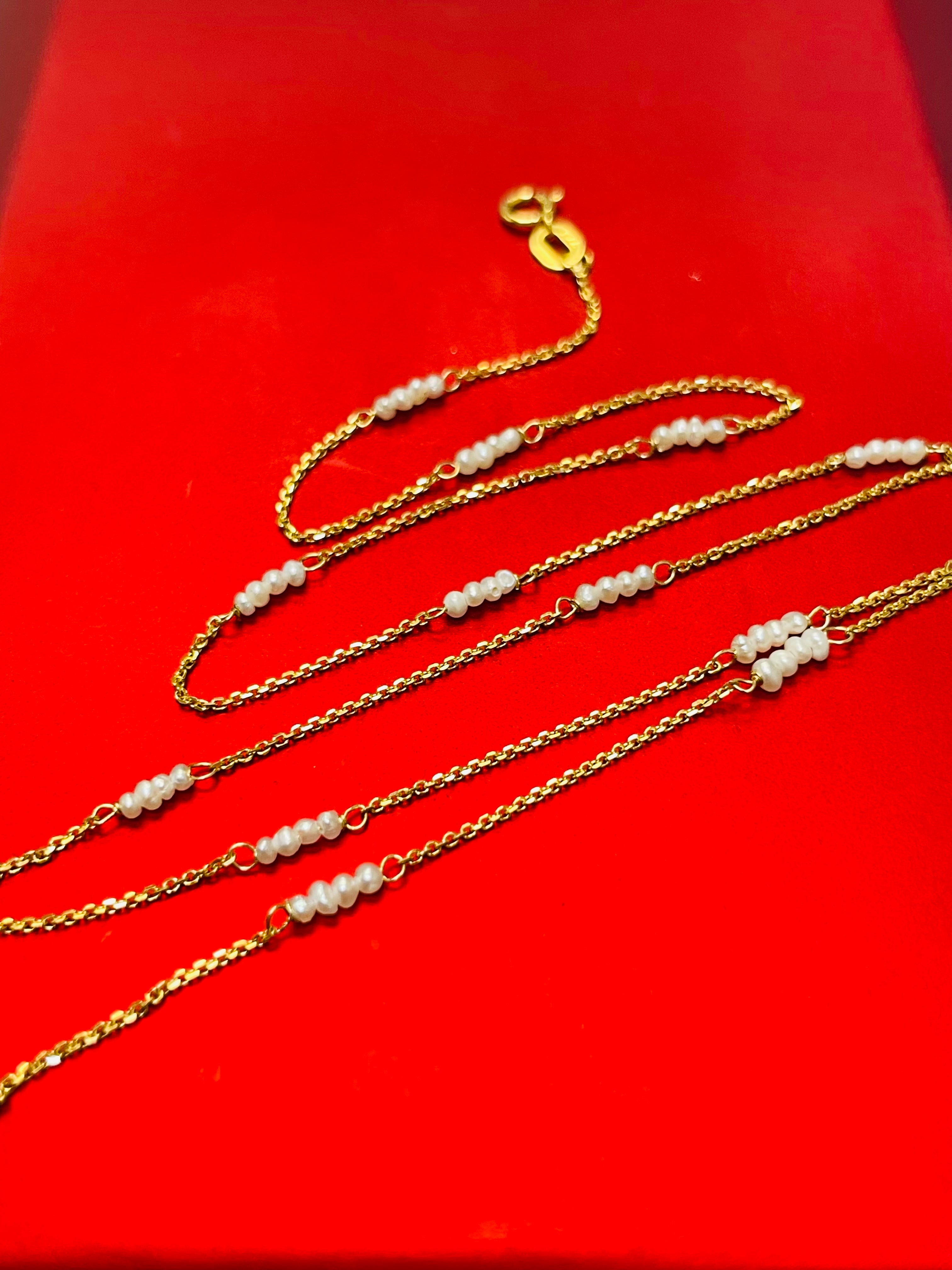Fresh Water Pearl 14K Yellow 16” Station Necklace