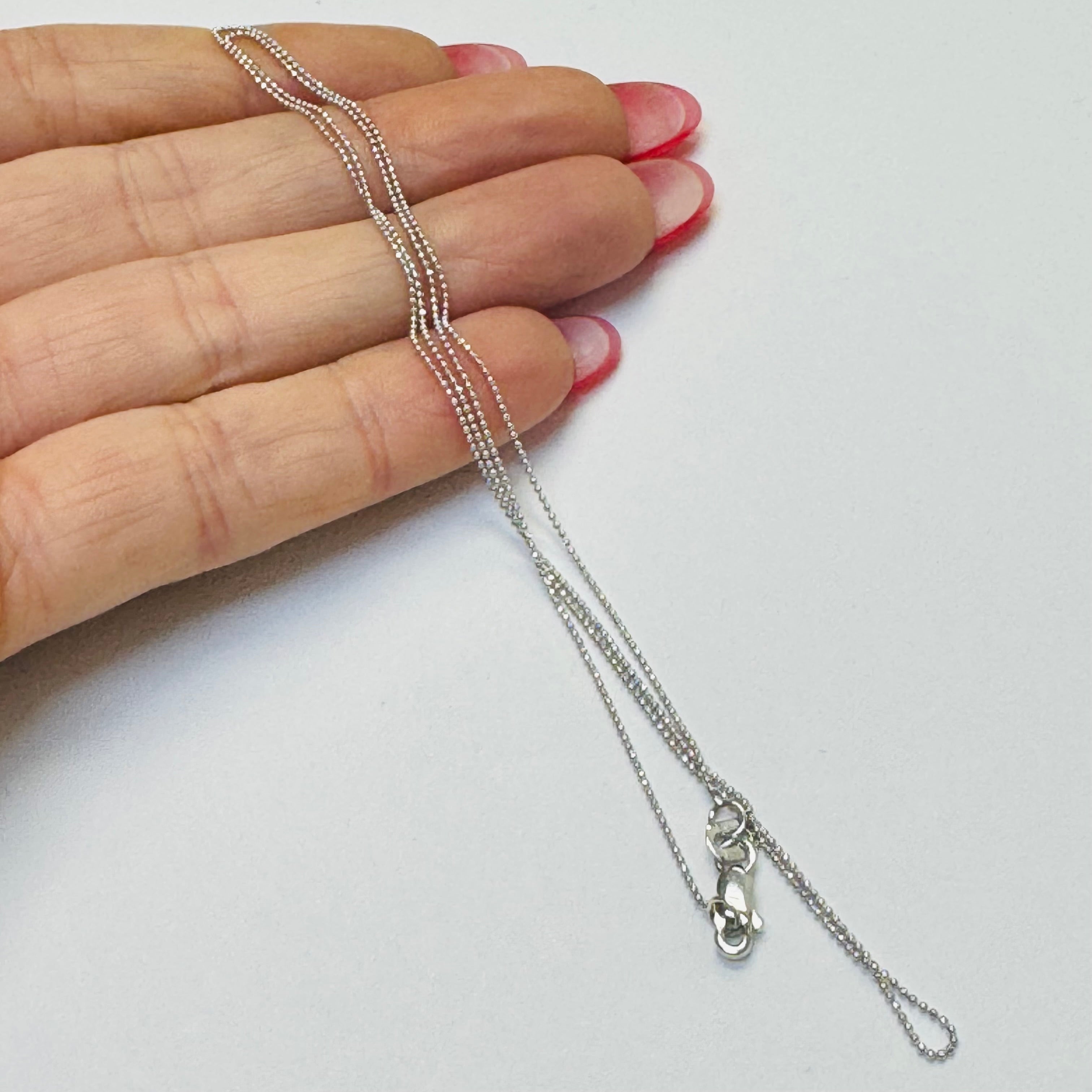18" .70mm Solid 14K White Gold  Ball Chain Necklace