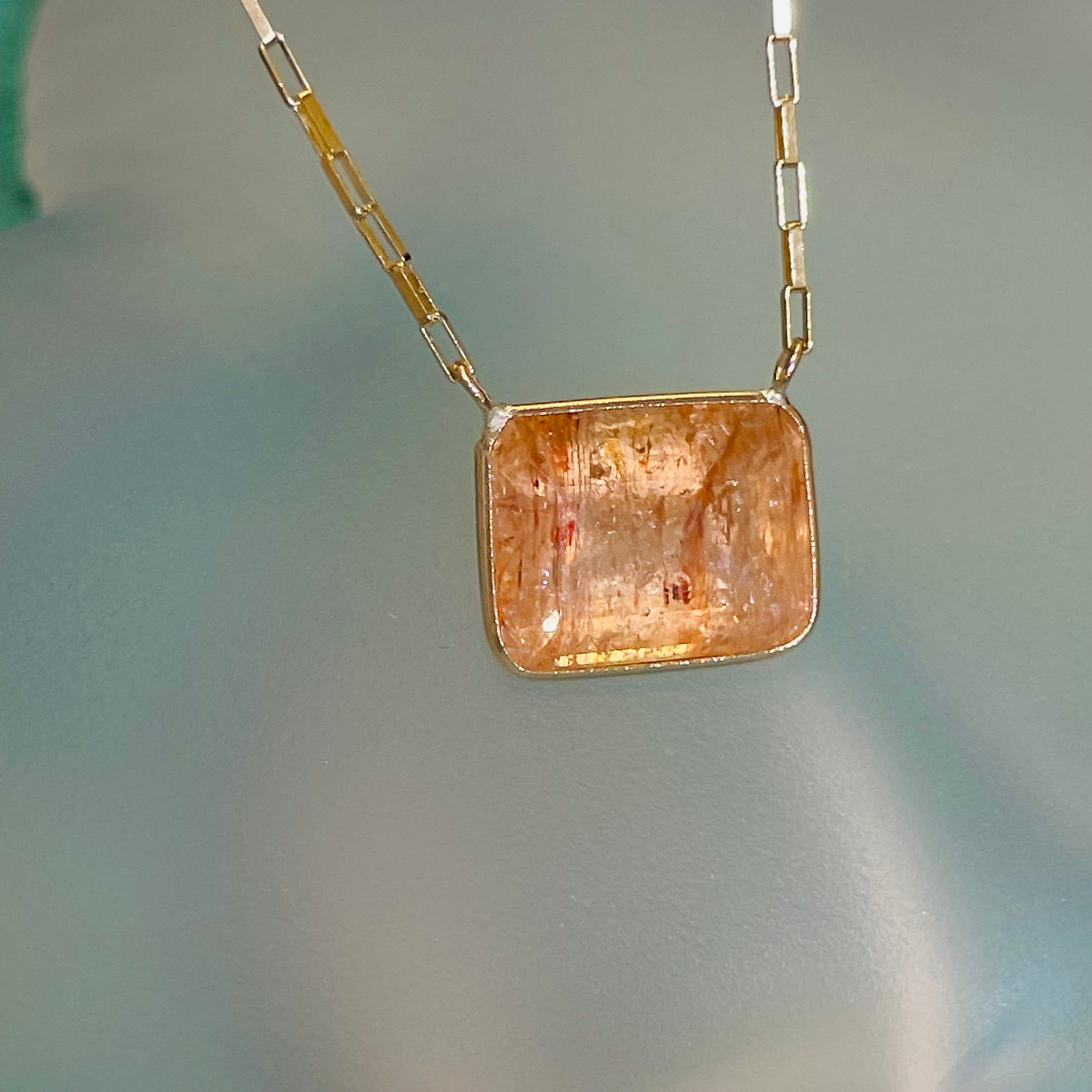 Brilliant 8CT Imperial Topaz 14K Yellow Gold Necklace 16-18”