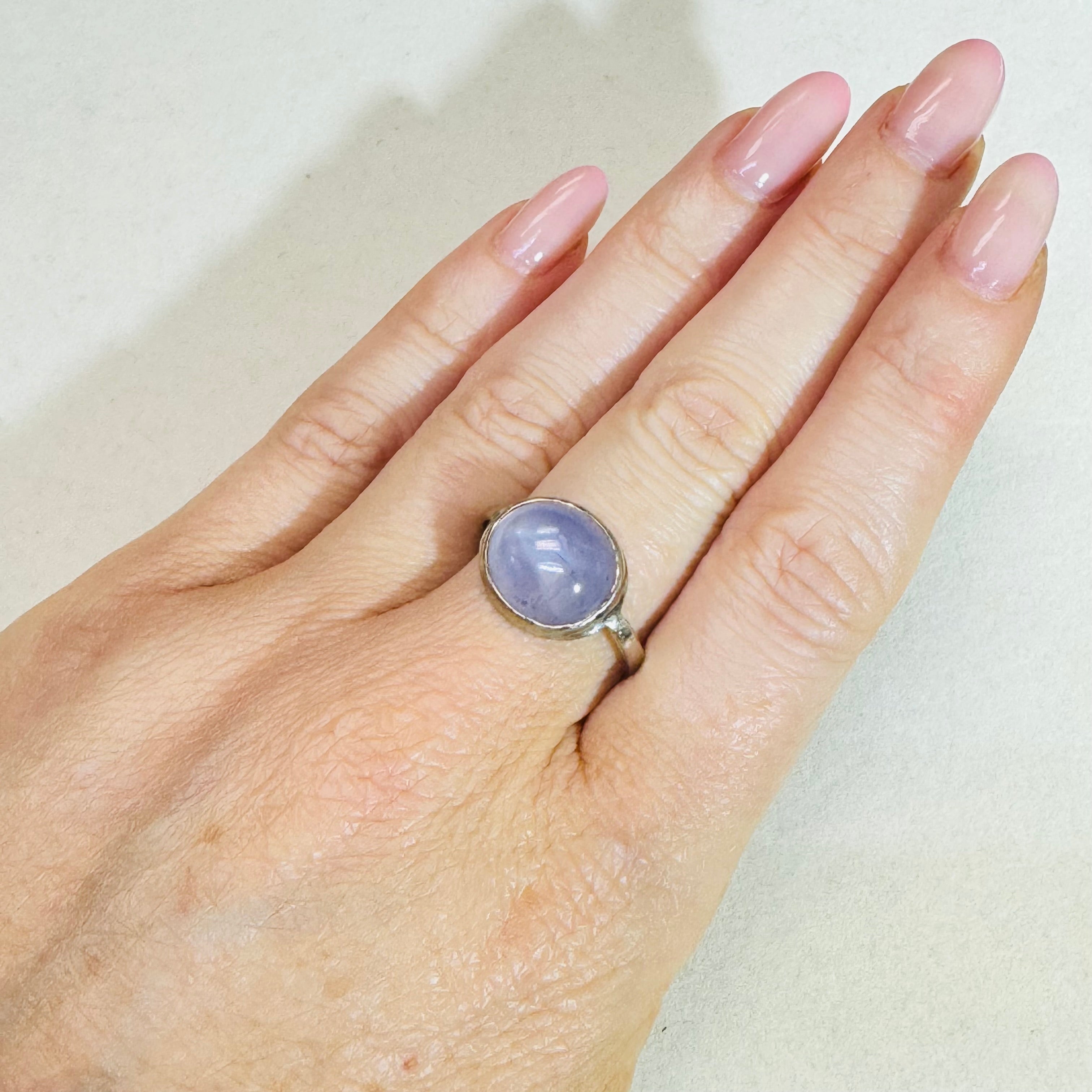 14k White Gold Natural Star Sapphire Ring Size 7