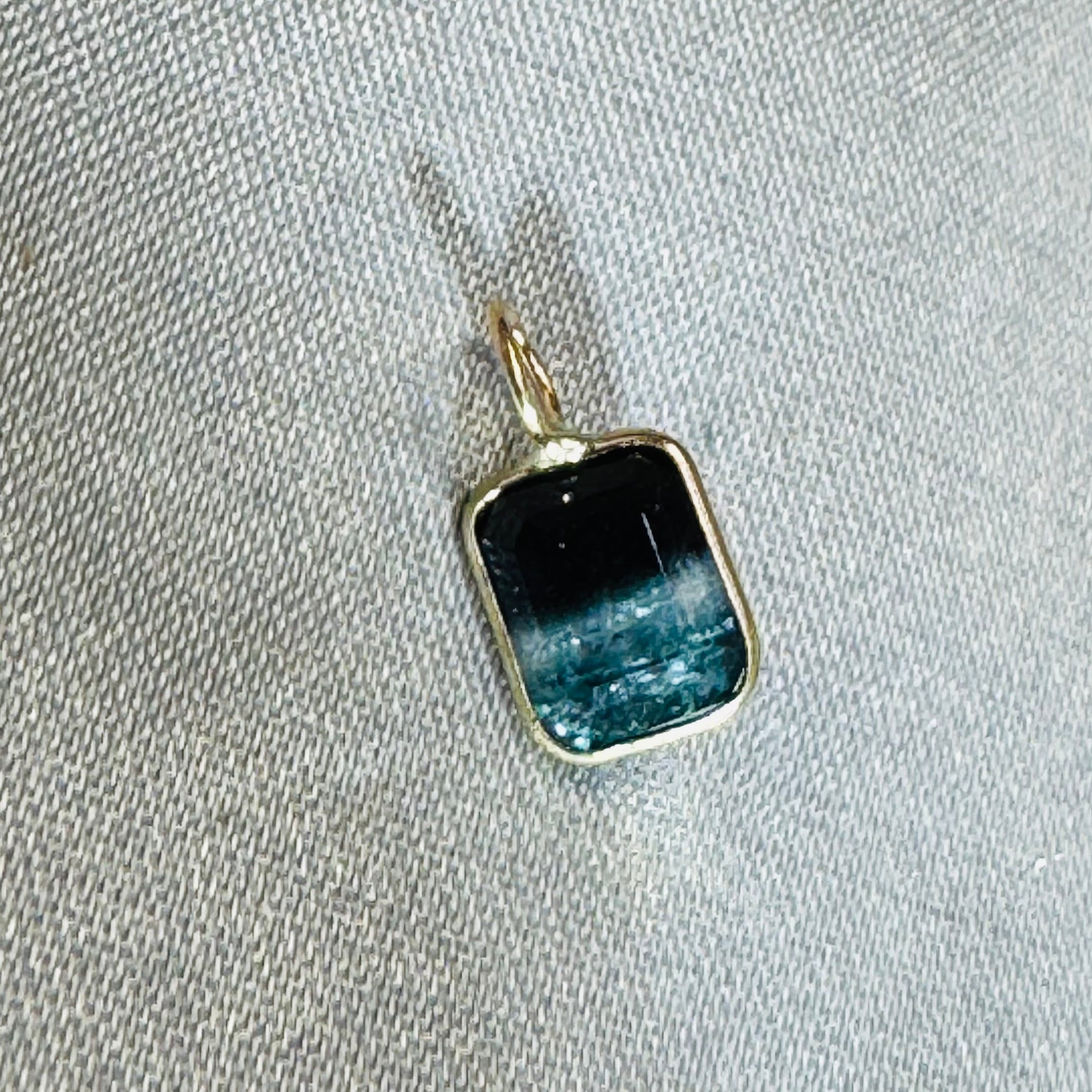 Bi Color Tourmaline Pendant 14K Yellow Gold
