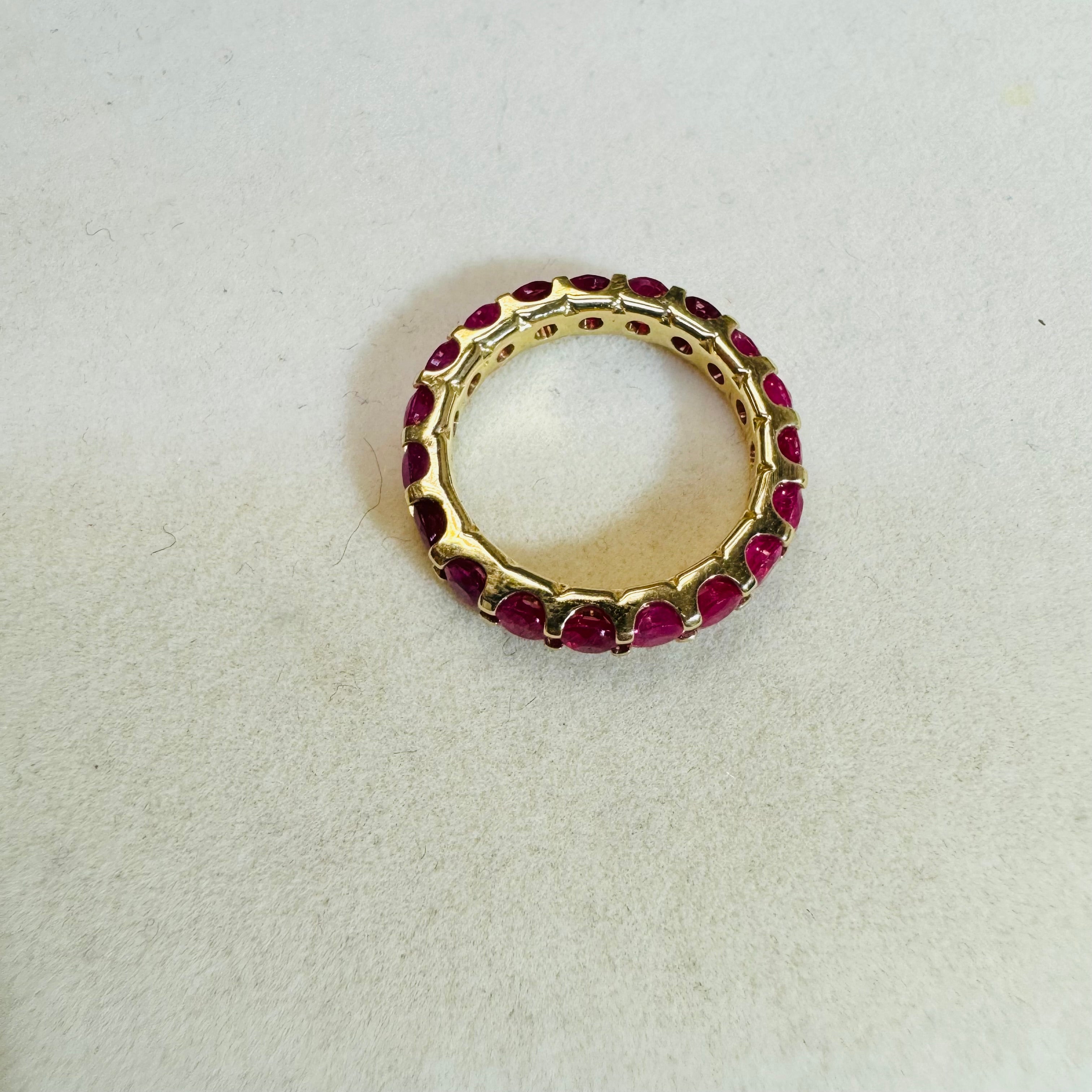 14k Yellow Gold Natural Ruby Gem Eternity Ring Band Size 4.5