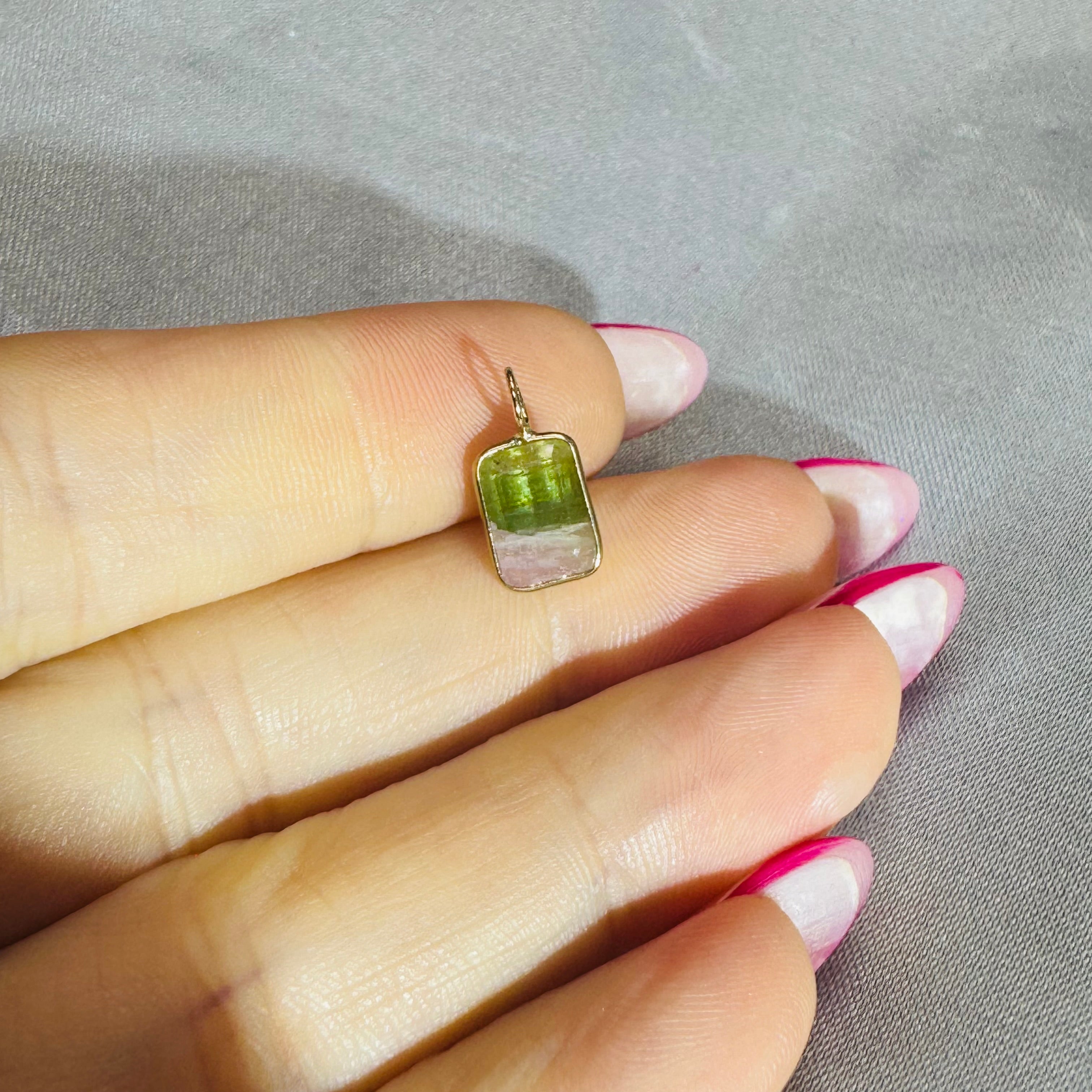 Bi Color Tourmaline Pendant 14K Yellow Gold