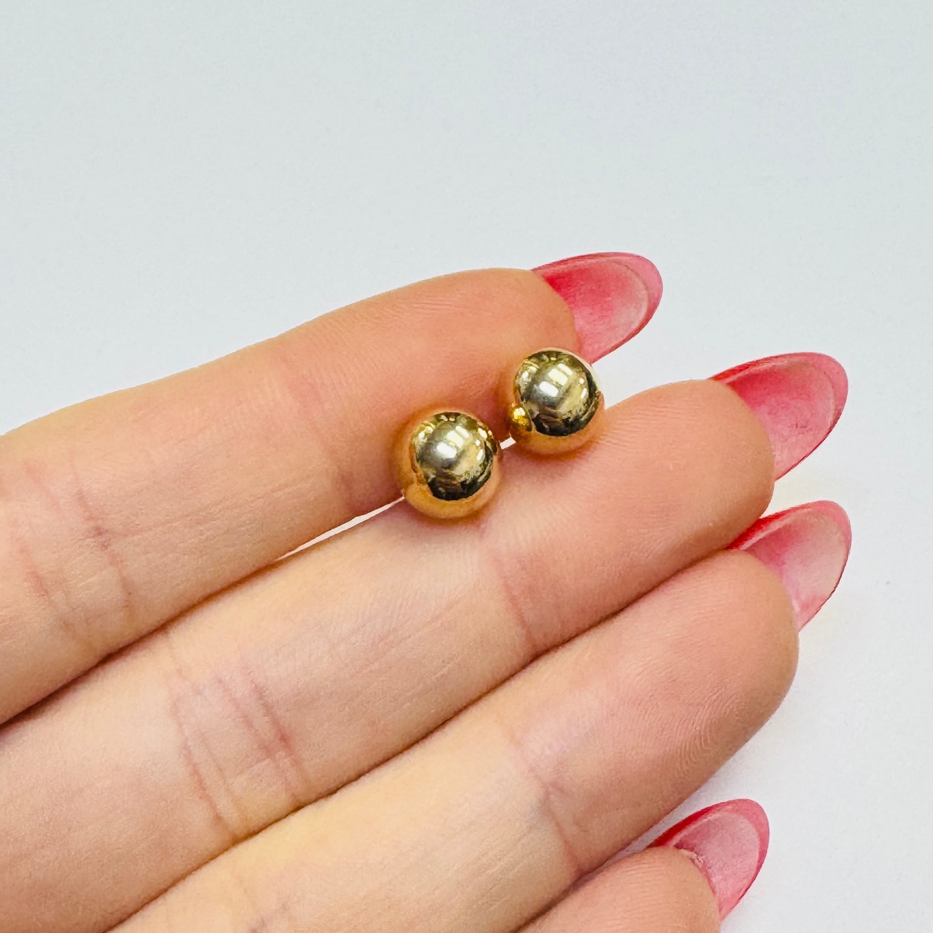 8mm 10K Yellow Gold Ball Stud Earrings