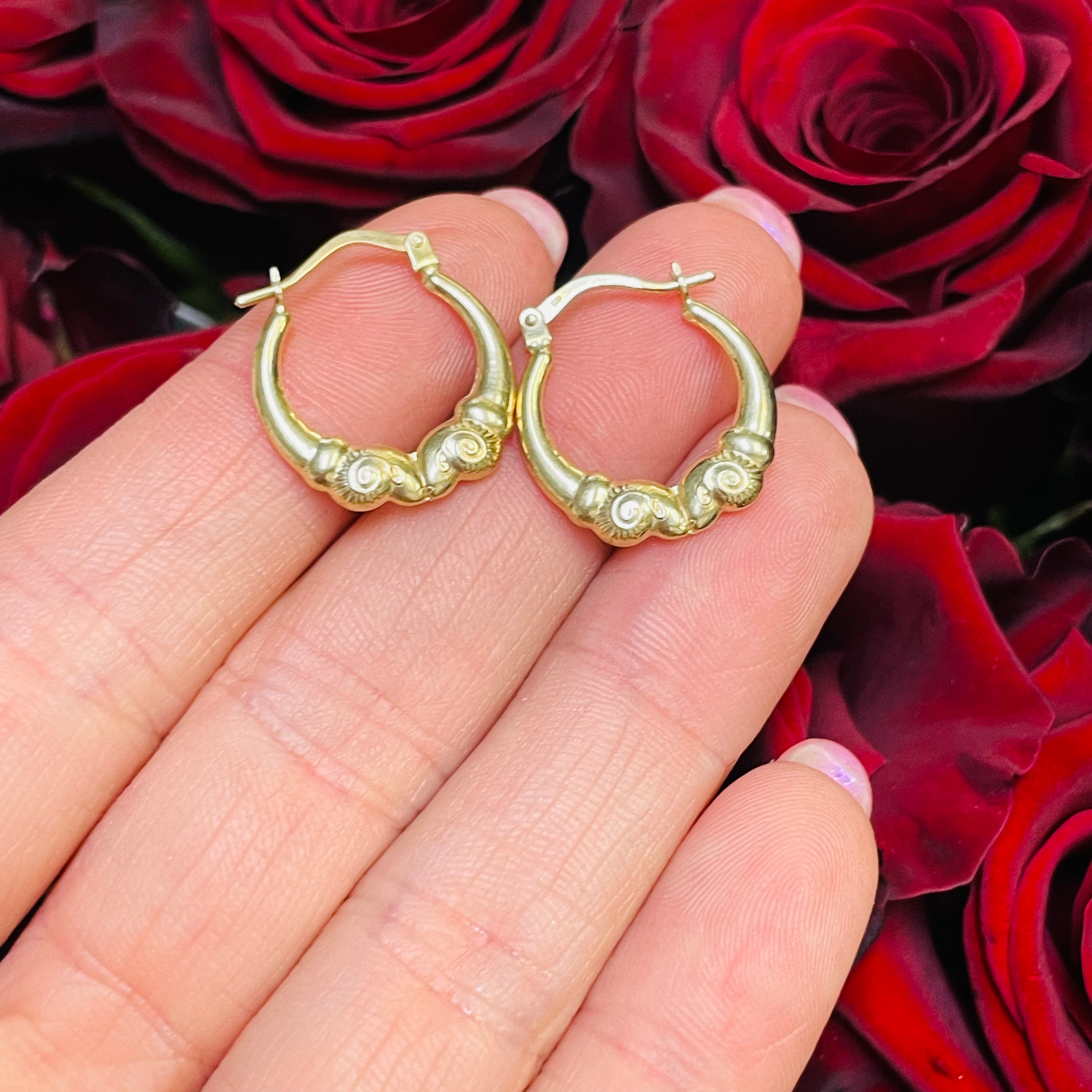 3/4” 10K Yellow Gold Double Puffed Ram Hoop Earrings