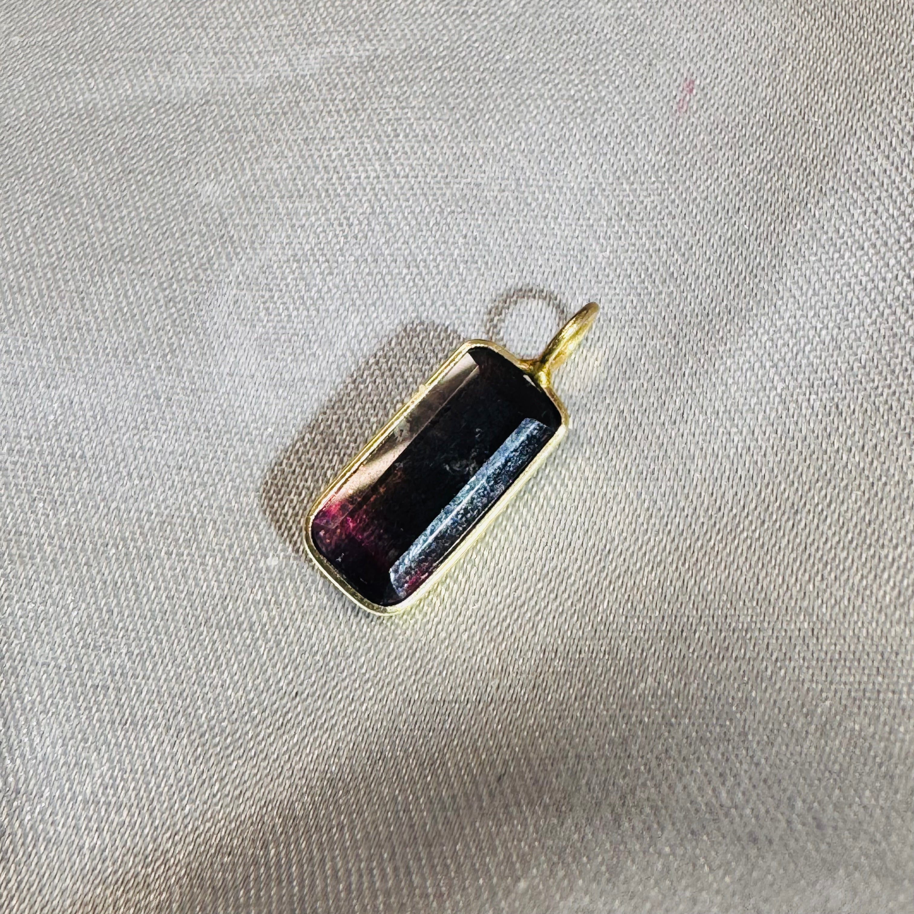 Bi Color Tourmaline Pendant 14K Yellow Gold
