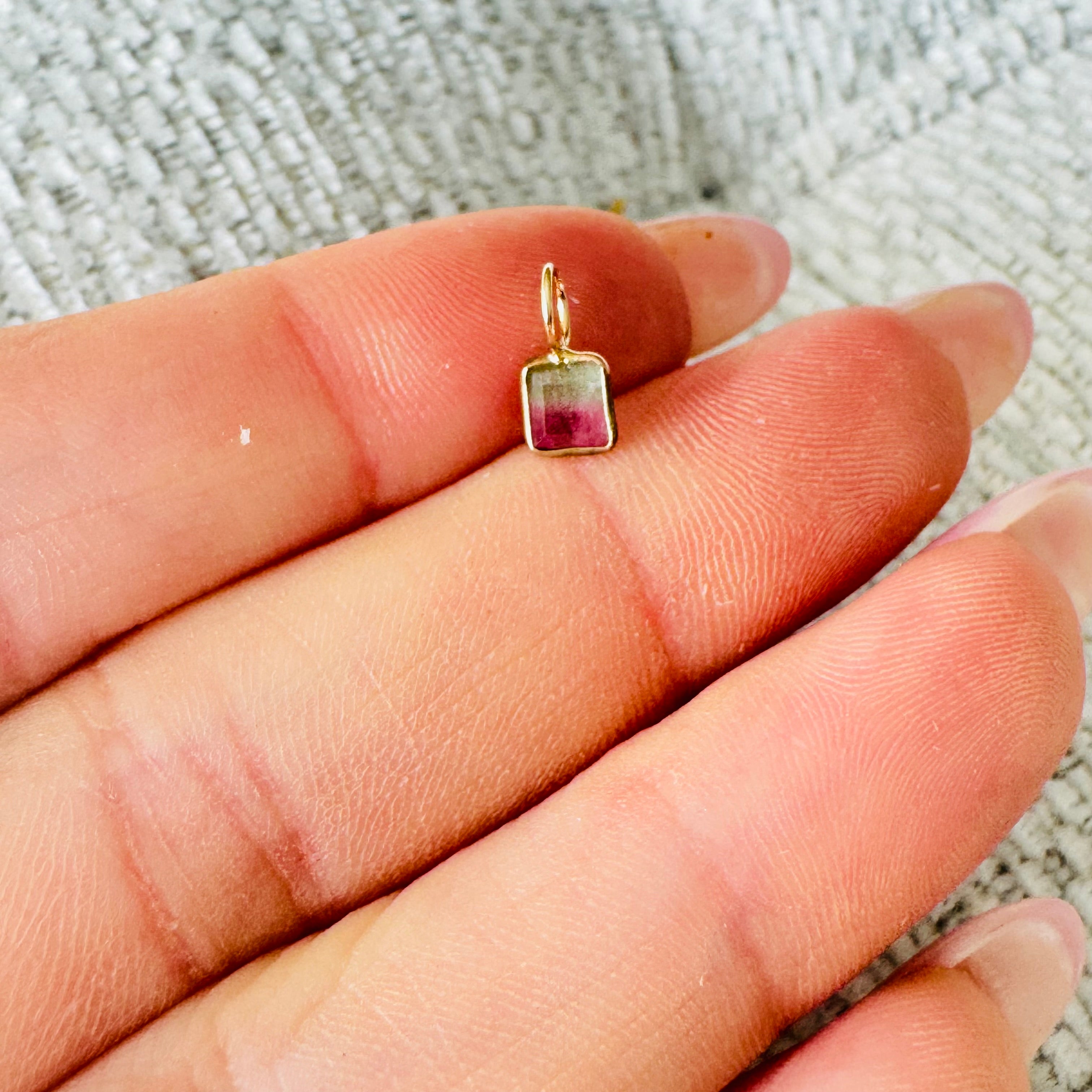 Bi Color Tourmaline 14K Yellow Gold Charm Pendant