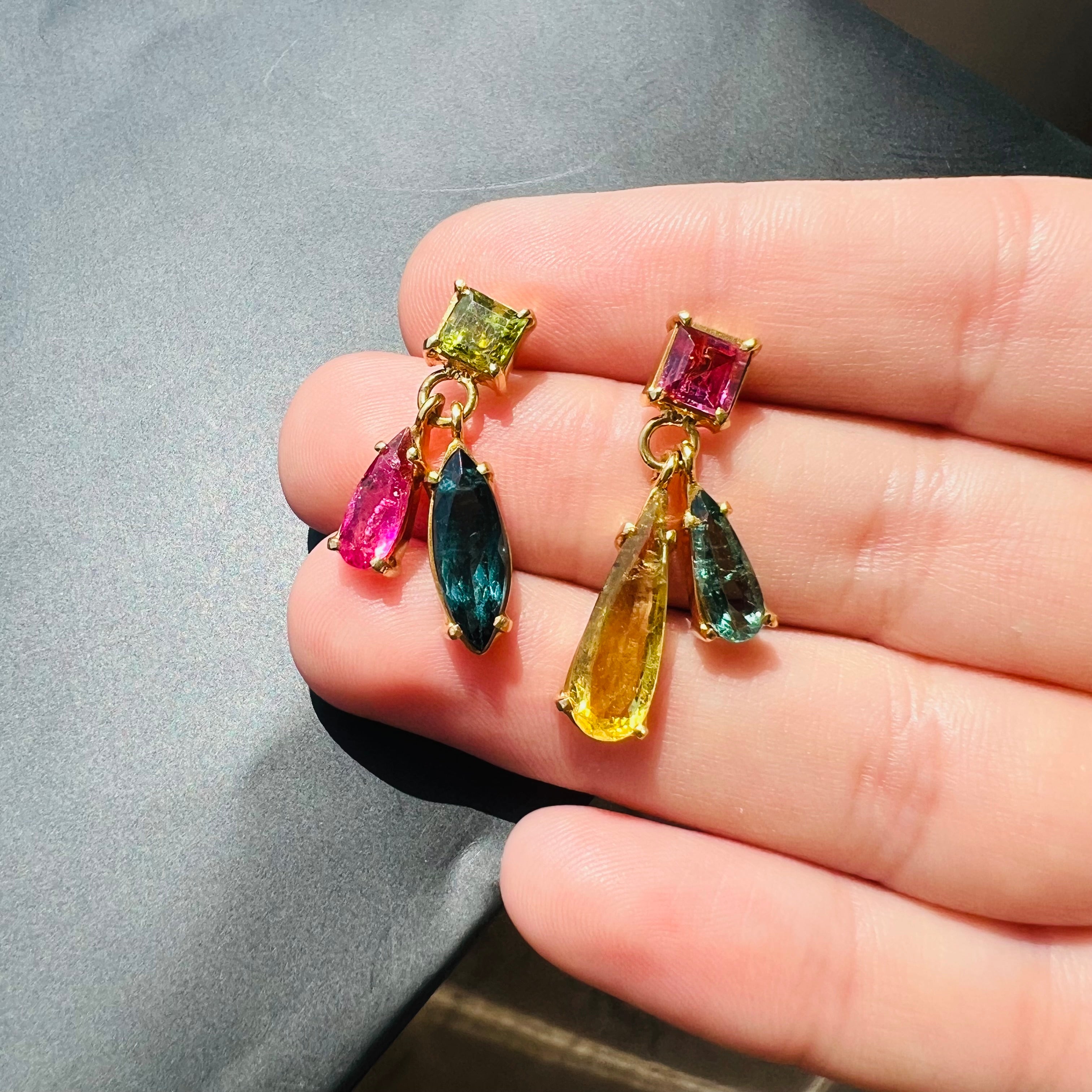 14K Yellow Gold Tourmaline Earrings