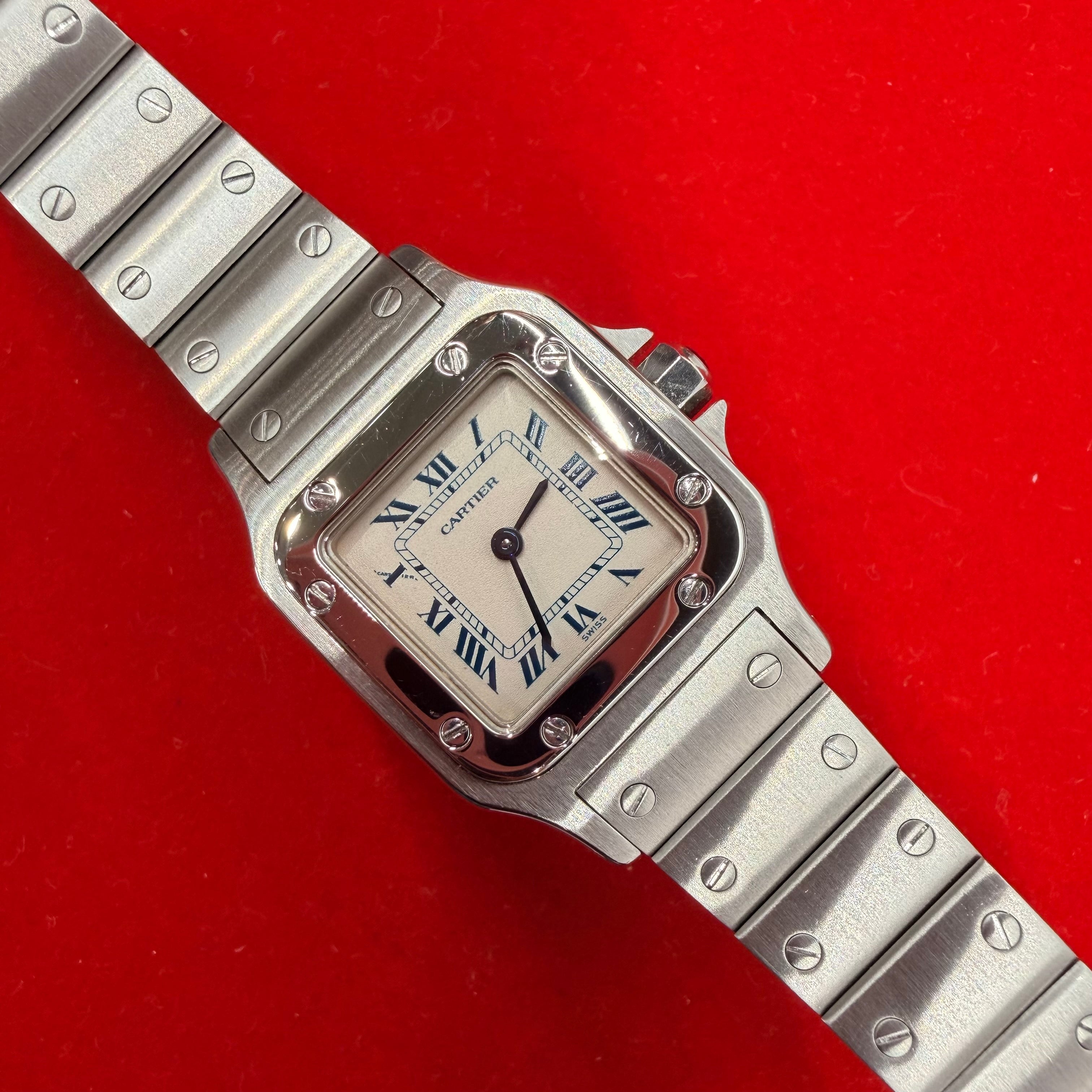 Cartier Santos Galbee Stainless Steel Quartz Wrist Watch 6.75